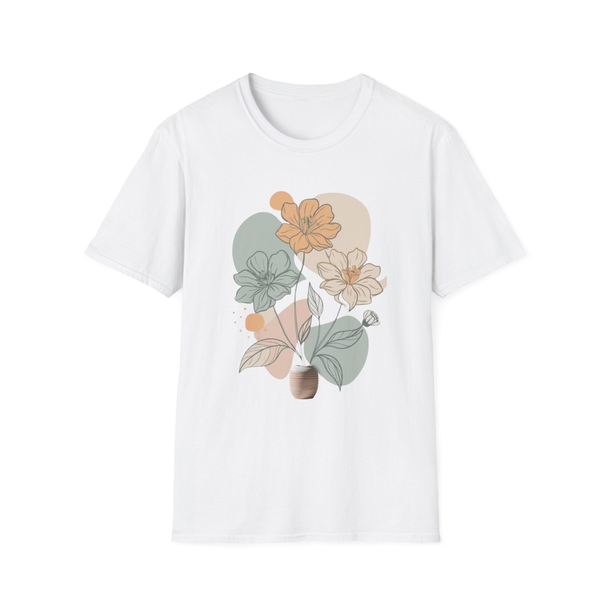 Minimalist Floral Line Art T-Shirt, Aesthetic Botanical Flower Gift, Retro Nature Lover Graphic Tee