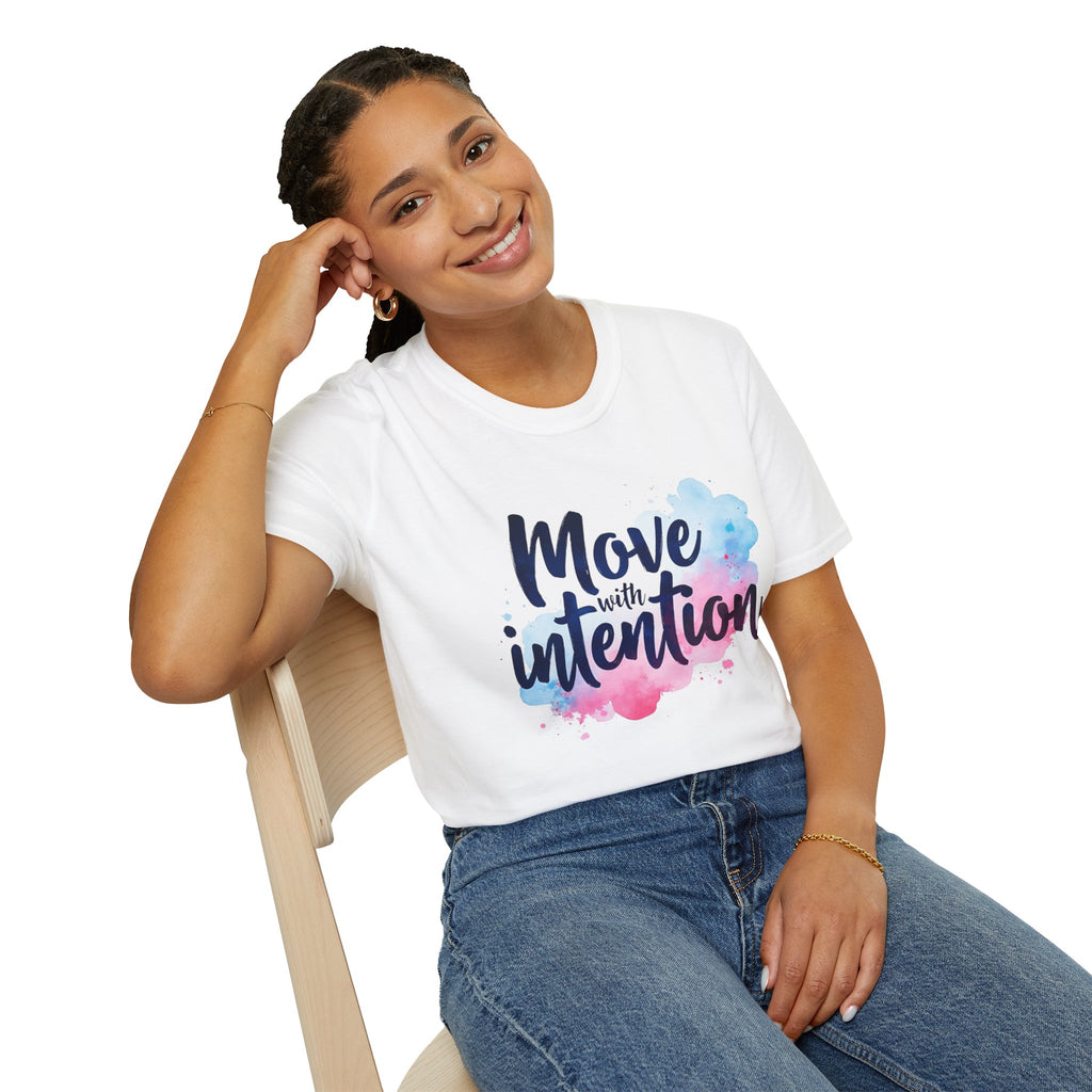 Move With Intention T-Shirt, Mindfulness Motivation Gift, Positive Affirmation Graphic Tee, Inspirational Yoga Top