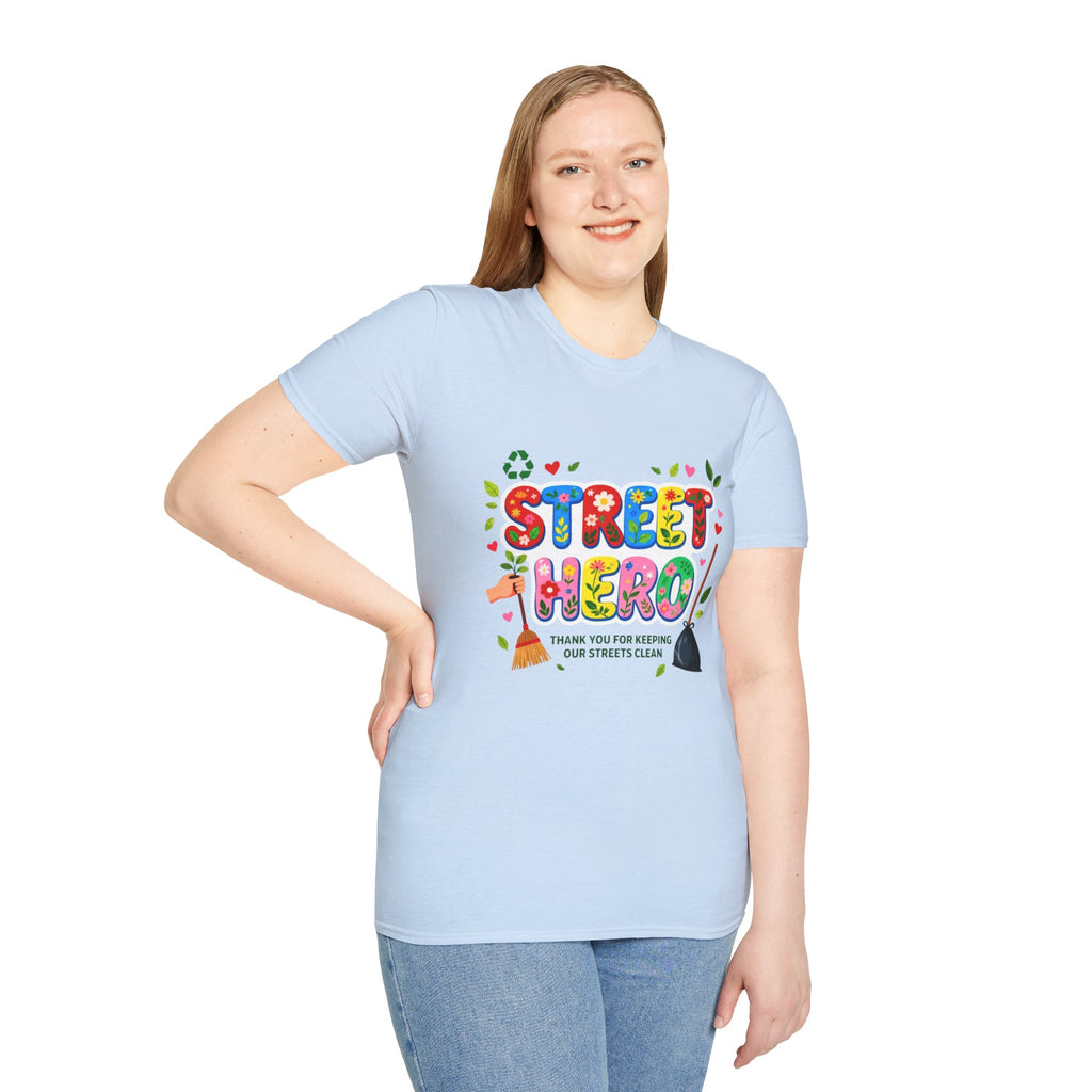 Street Hero T-Shirt – Floral Design Shirt for Sanitation Worker | Urban Cleaner Gift