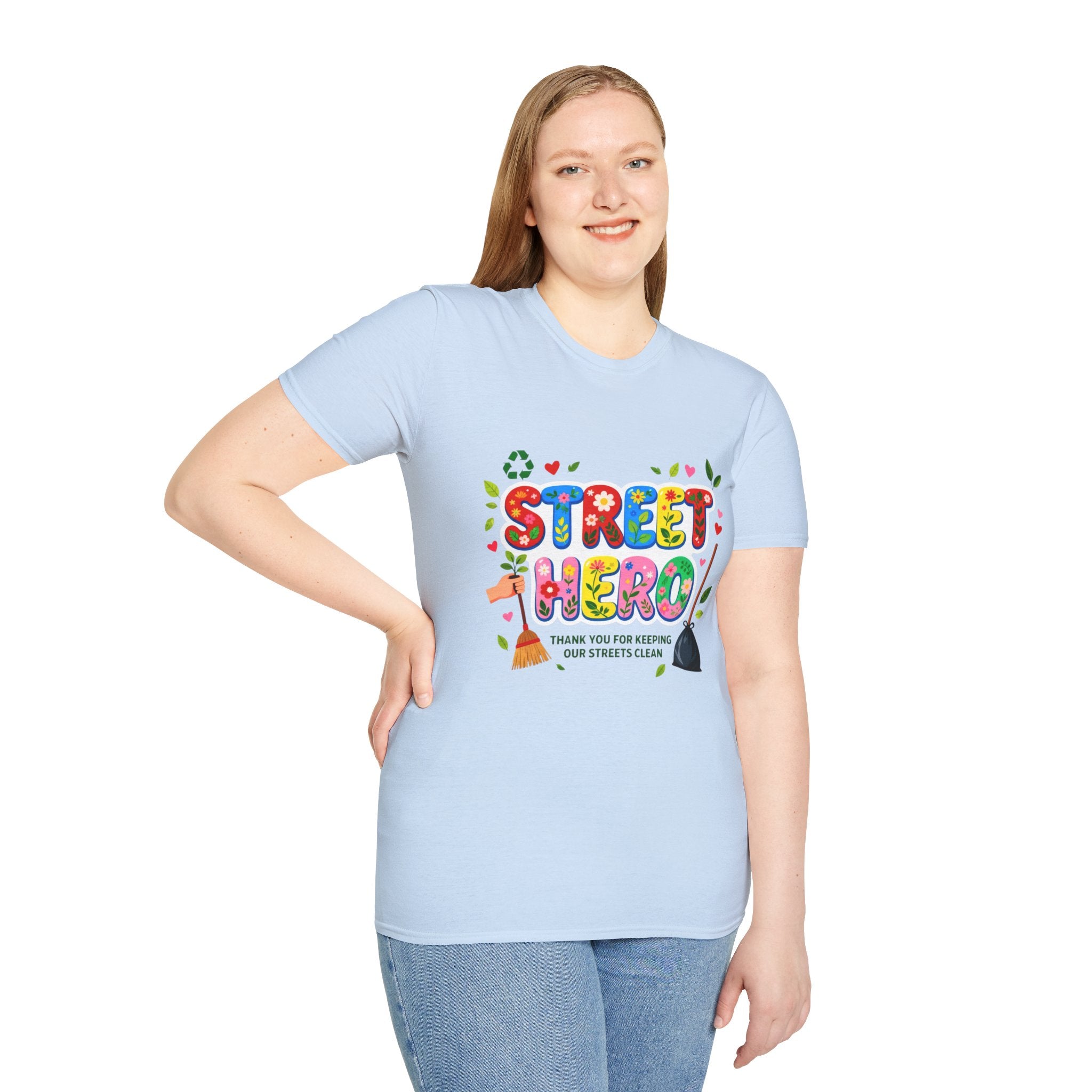 Street Hero T-Shirt – Floral Design Shirt for Sanitation Worker | Urban Cleaner Gift