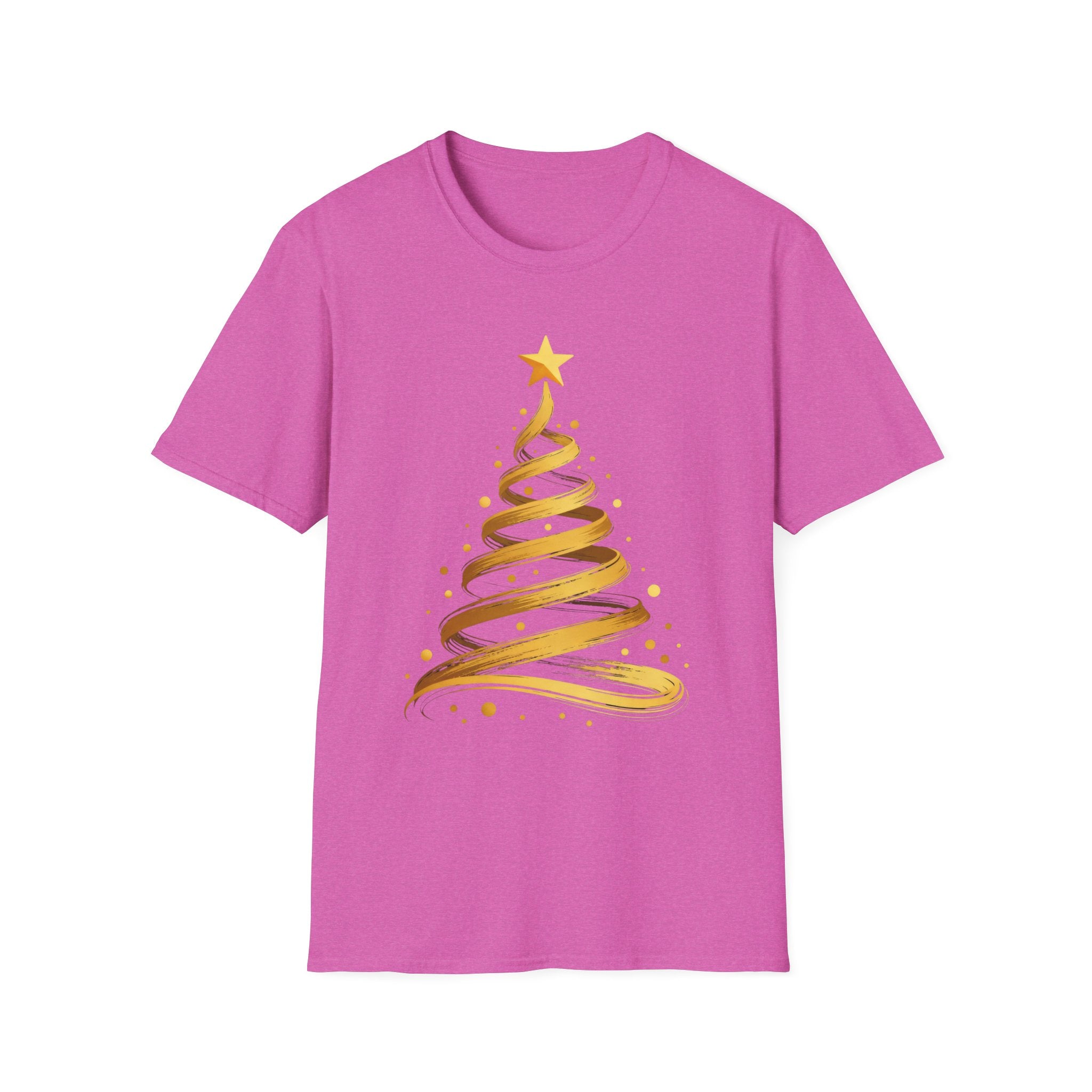 Golden Abstract Christmas Tree T-Shirt, Elegant Holiday Season Gift, Minimalist Festive Art Graphic Tee