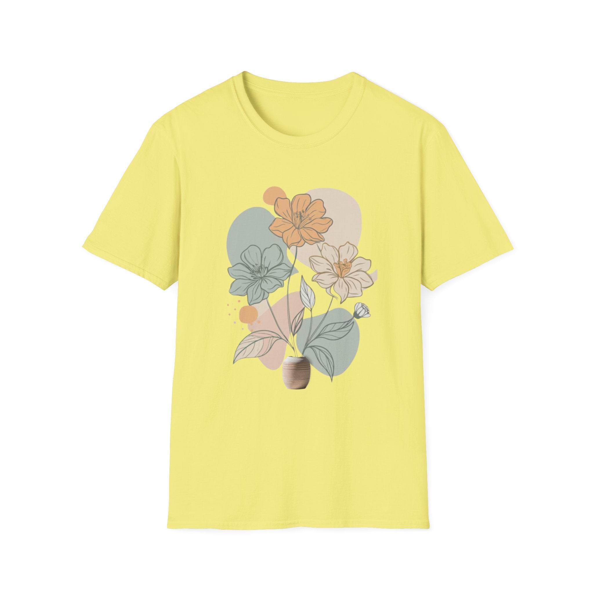 Minimalist Floral Line Art T-Shirt, Aesthetic Botanical Flower Gift, Retro Nature Lover Graphic Tee