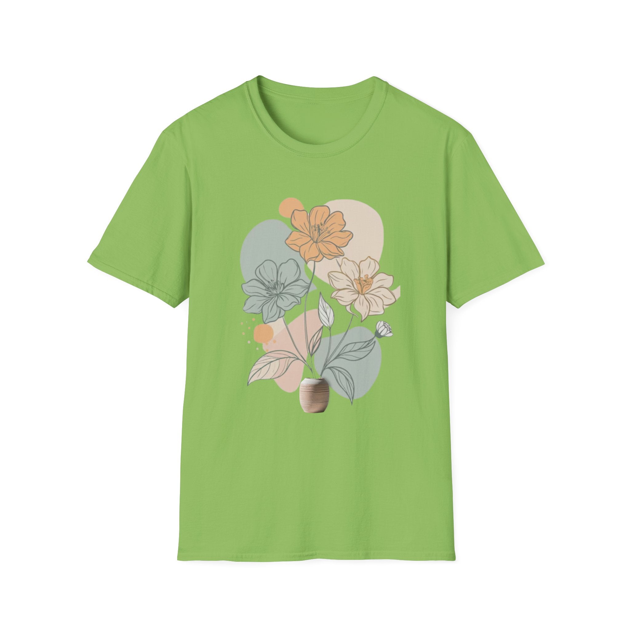Minimalist Floral Line Art T-Shirt, Aesthetic Botanical Flower Gift, Retro Nature Lover Graphic Tee
