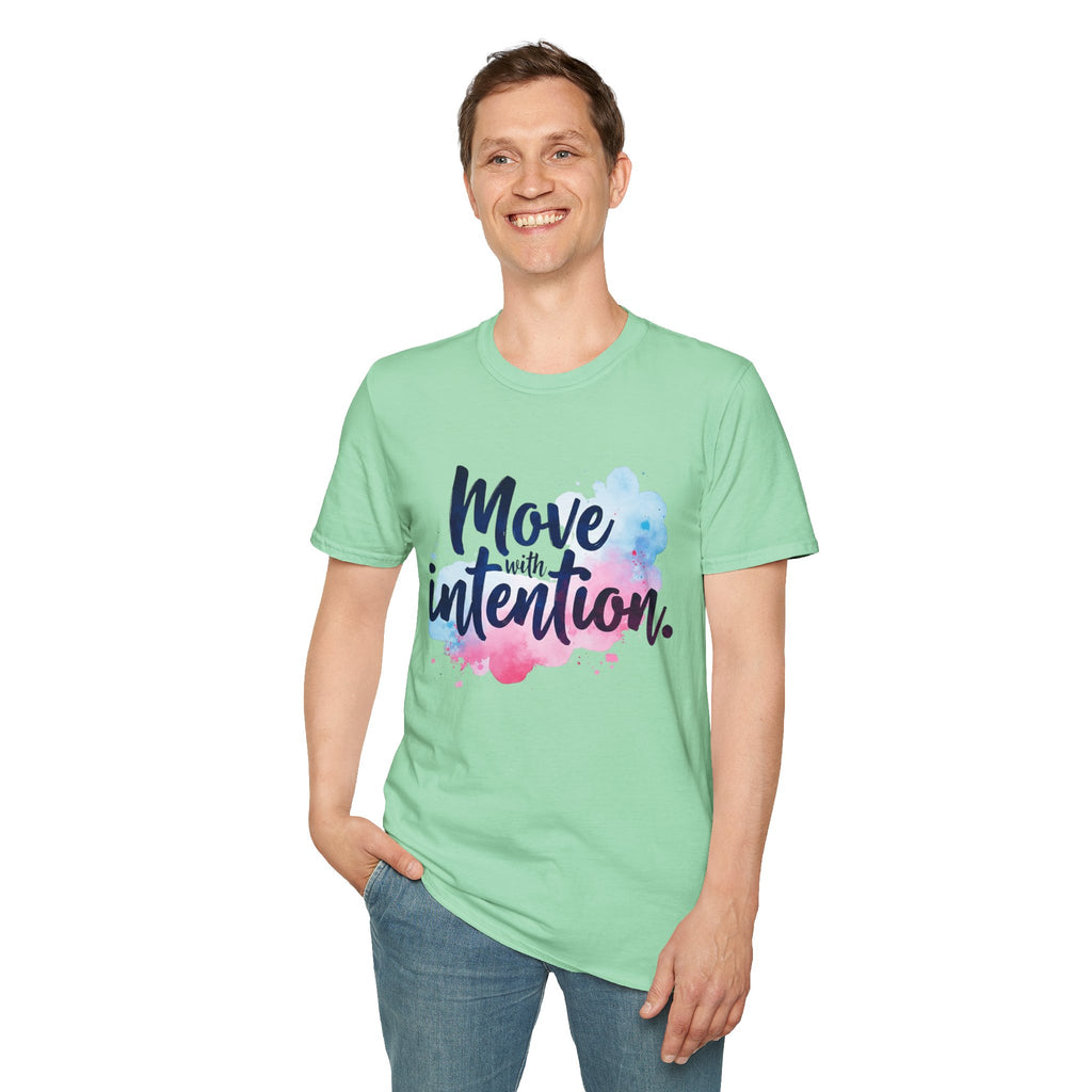 Move With Intention T-Shirt, Mindfulness Motivation Gift, Positive Affirmation Graphic Tee, Inspirational Yoga Top