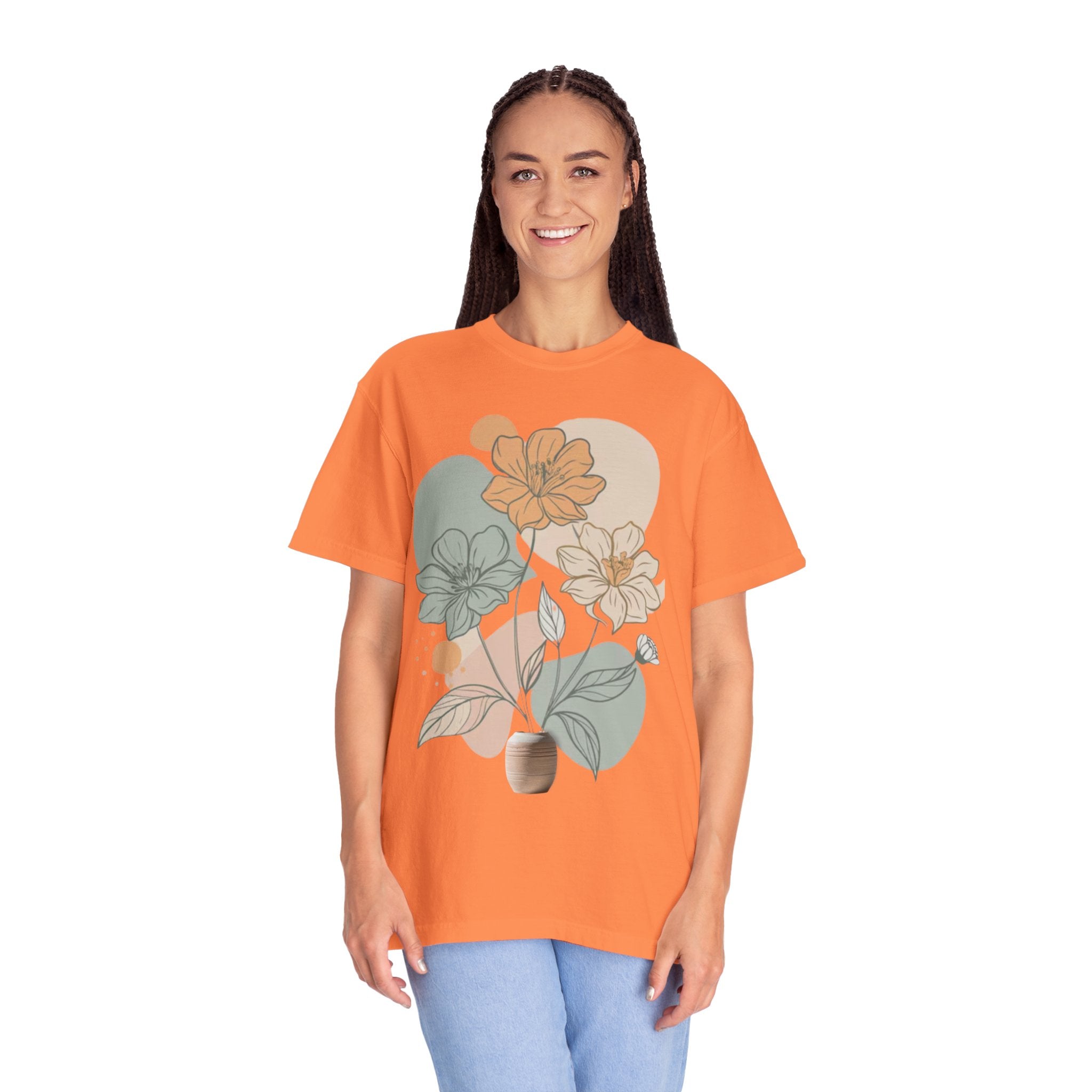T shirt floral minimaliste boheme nature pastel