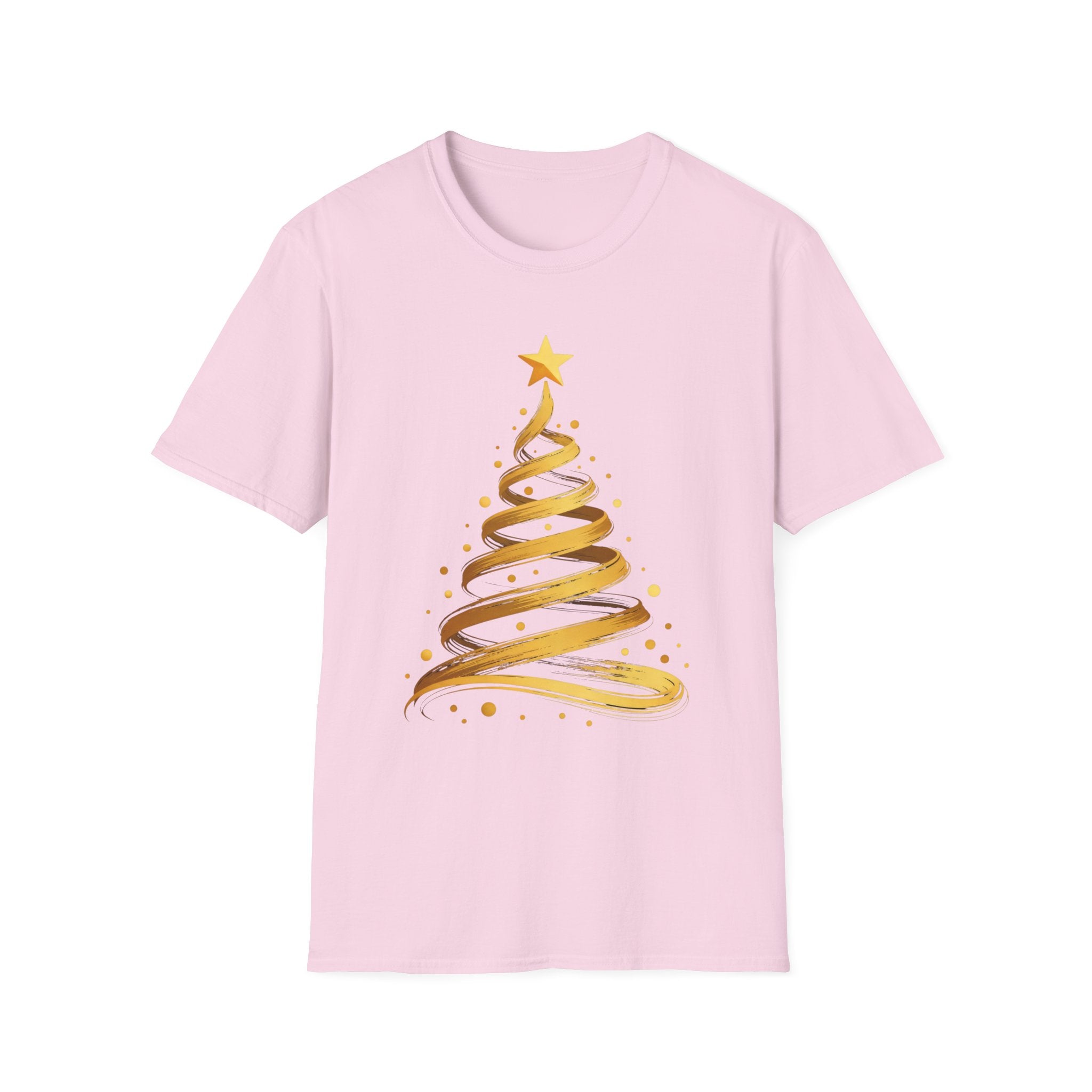 Golden Abstract Christmas Tree T-Shirt, Elegant Holiday Season Gift, Minimalist Festive Art Graphic Tee
