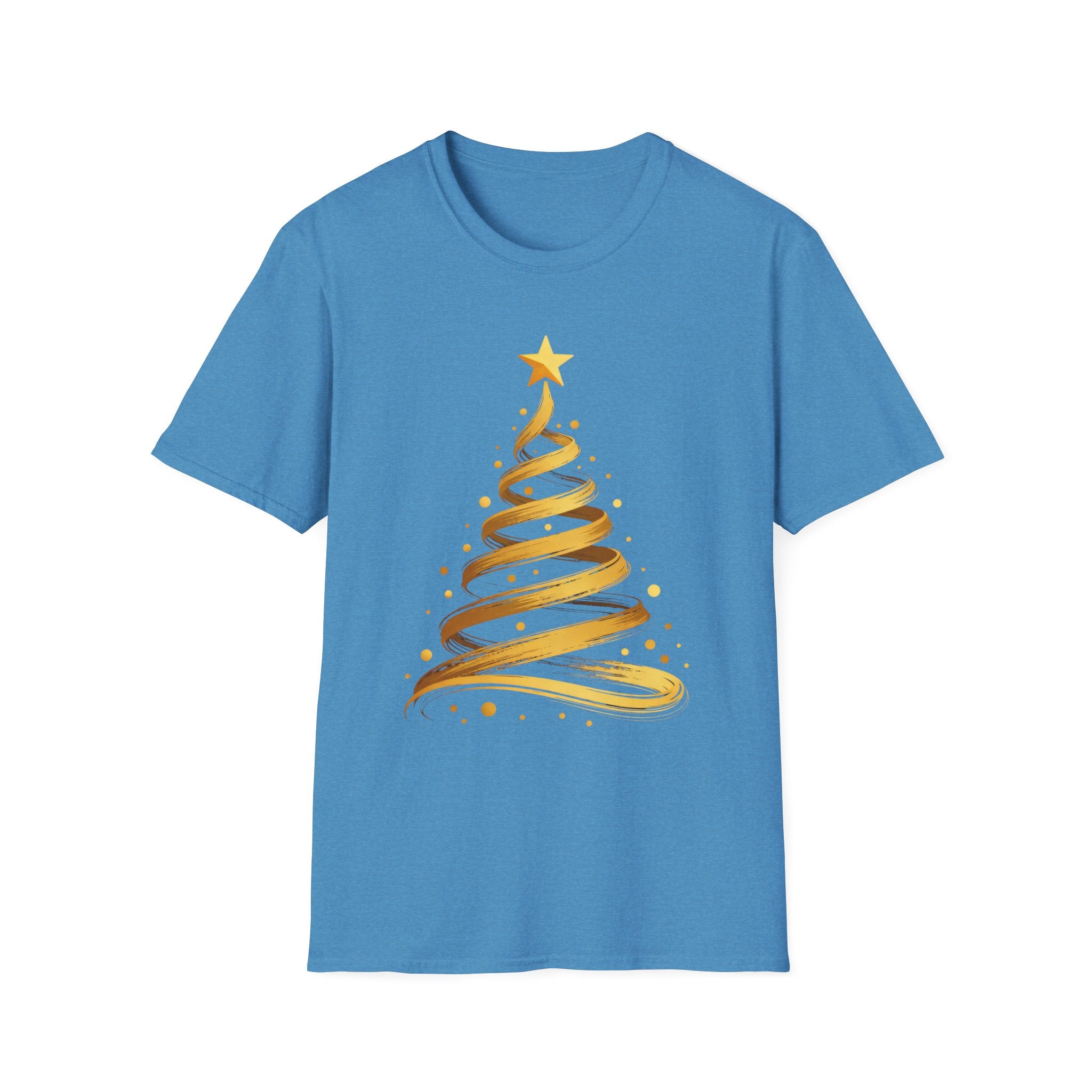 Golden Abstract Christmas Tree T-Shirt, Elegant Holiday Season Gift, Minimalist Festive Art Graphic Tee