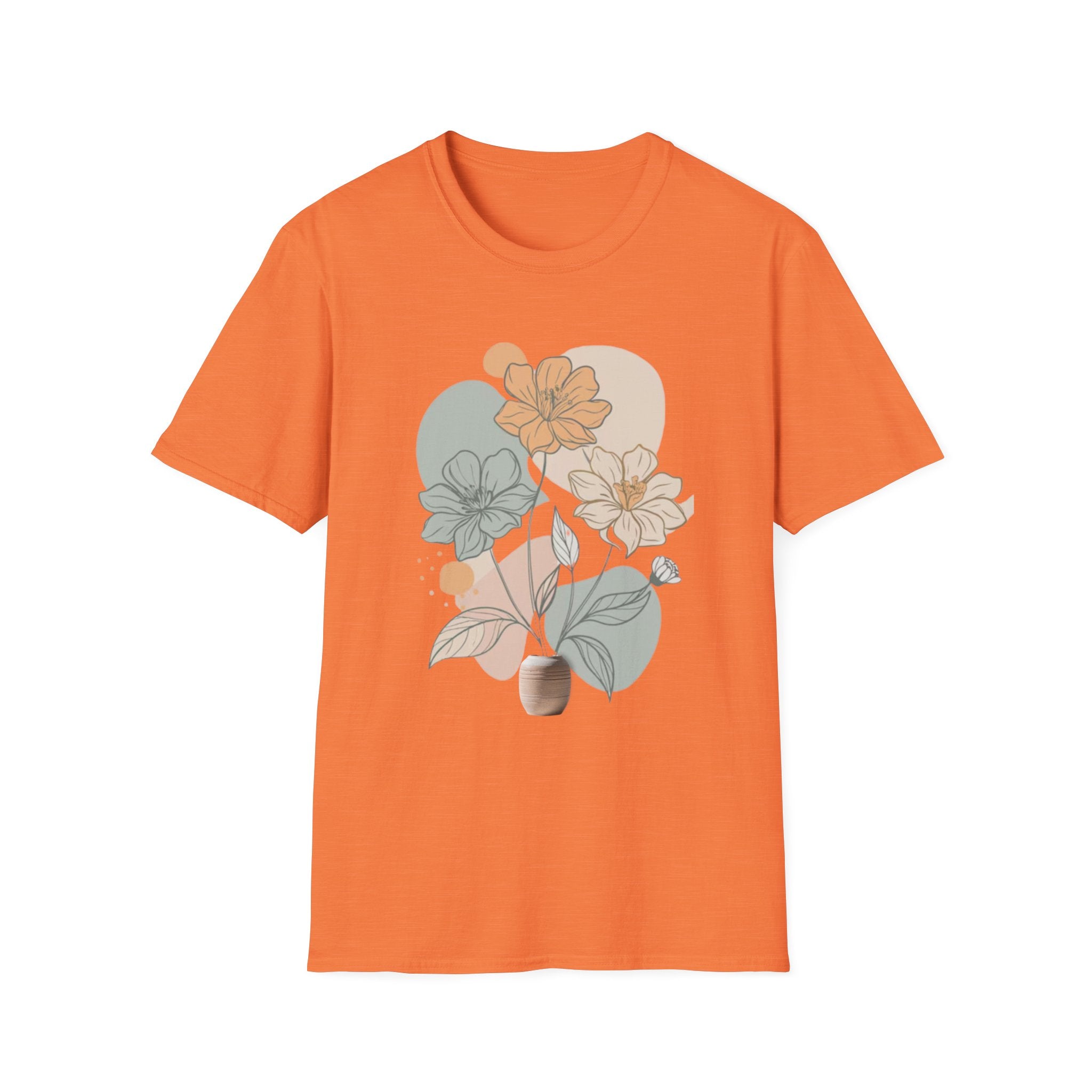 Minimalist Floral Line Art T-Shirt, Aesthetic Botanical Flower Gift, Retro Nature Lover Graphic Tee