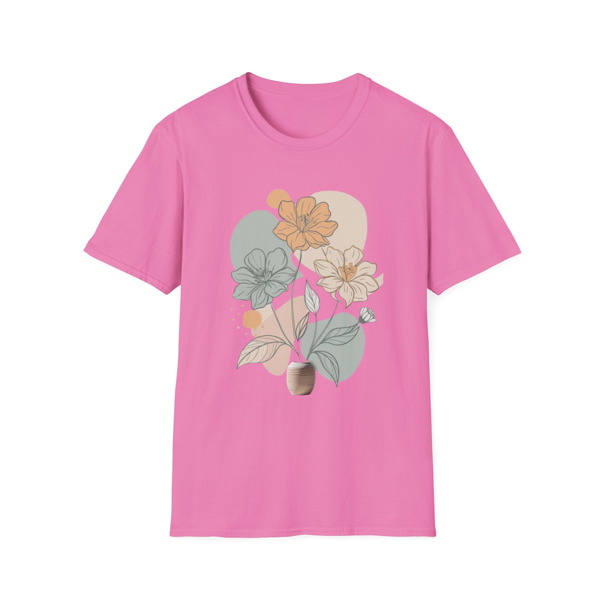 Minimalist Floral Line Art T-Shirt, Aesthetic Botanical Flower Gift, Retro Nature Lover Graphic Tee
