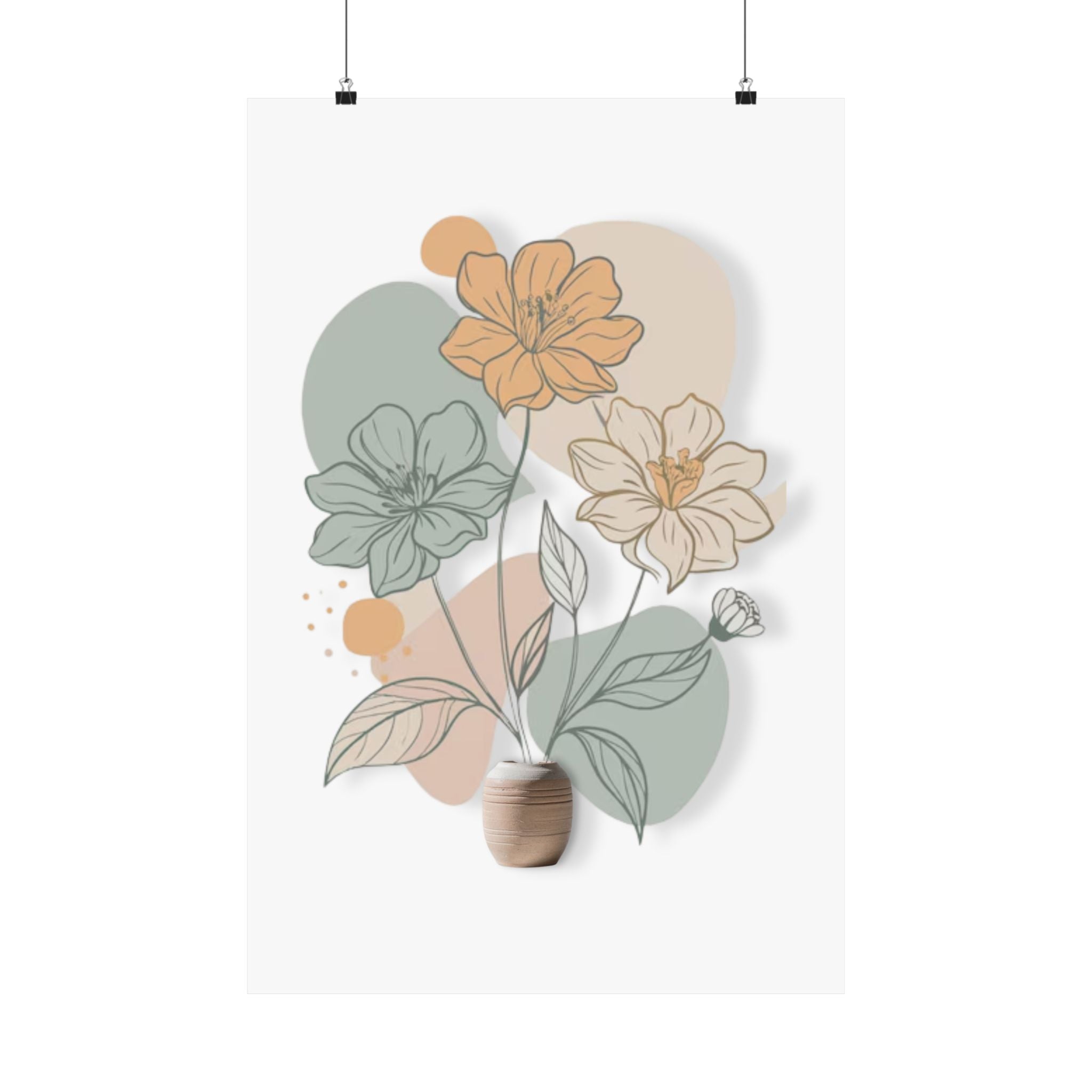 Poster floral minimaliste boheme nature pastel    Minimalist floral poster boho nature pastel