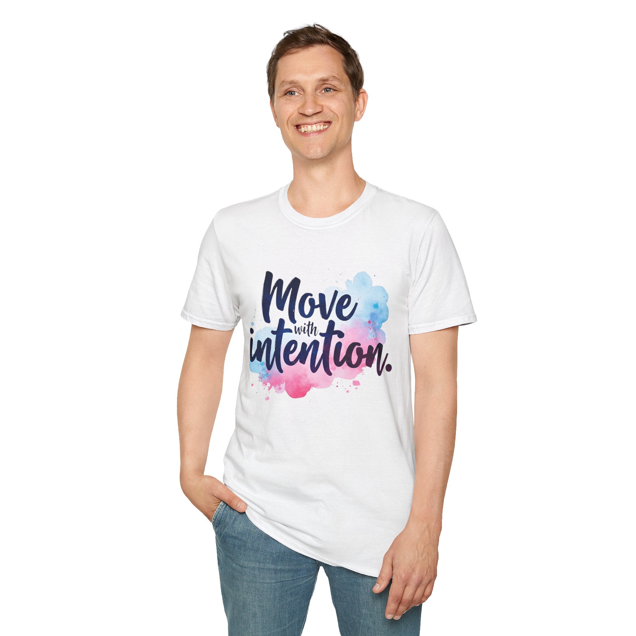 Move With Intention T-Shirt, Mindfulness Motivation Gift, Positive Affirmation Graphic Tee, Inspirational Yoga Top