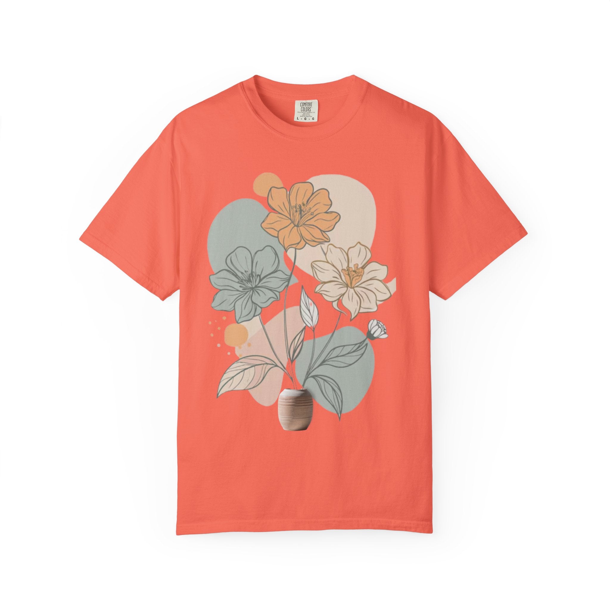 T shirt floral minimaliste boheme nature pastel