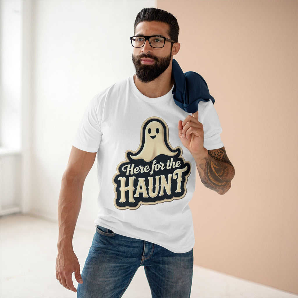 Halloween Party Tee, Cute Ghost Here for the Haunt Gift, Trendy Spooky Vibes T-Shirt