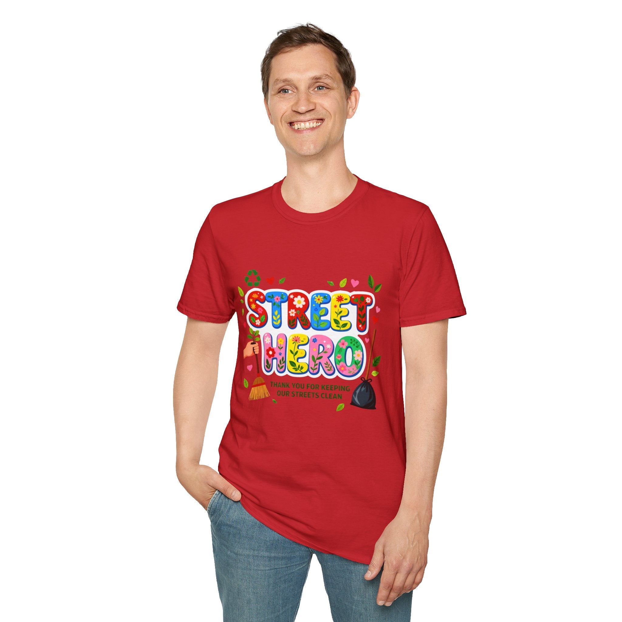 Street Hero T-Shirt – Floral Design Shirt for Sanitation Worker | Urban Cleaner Gift