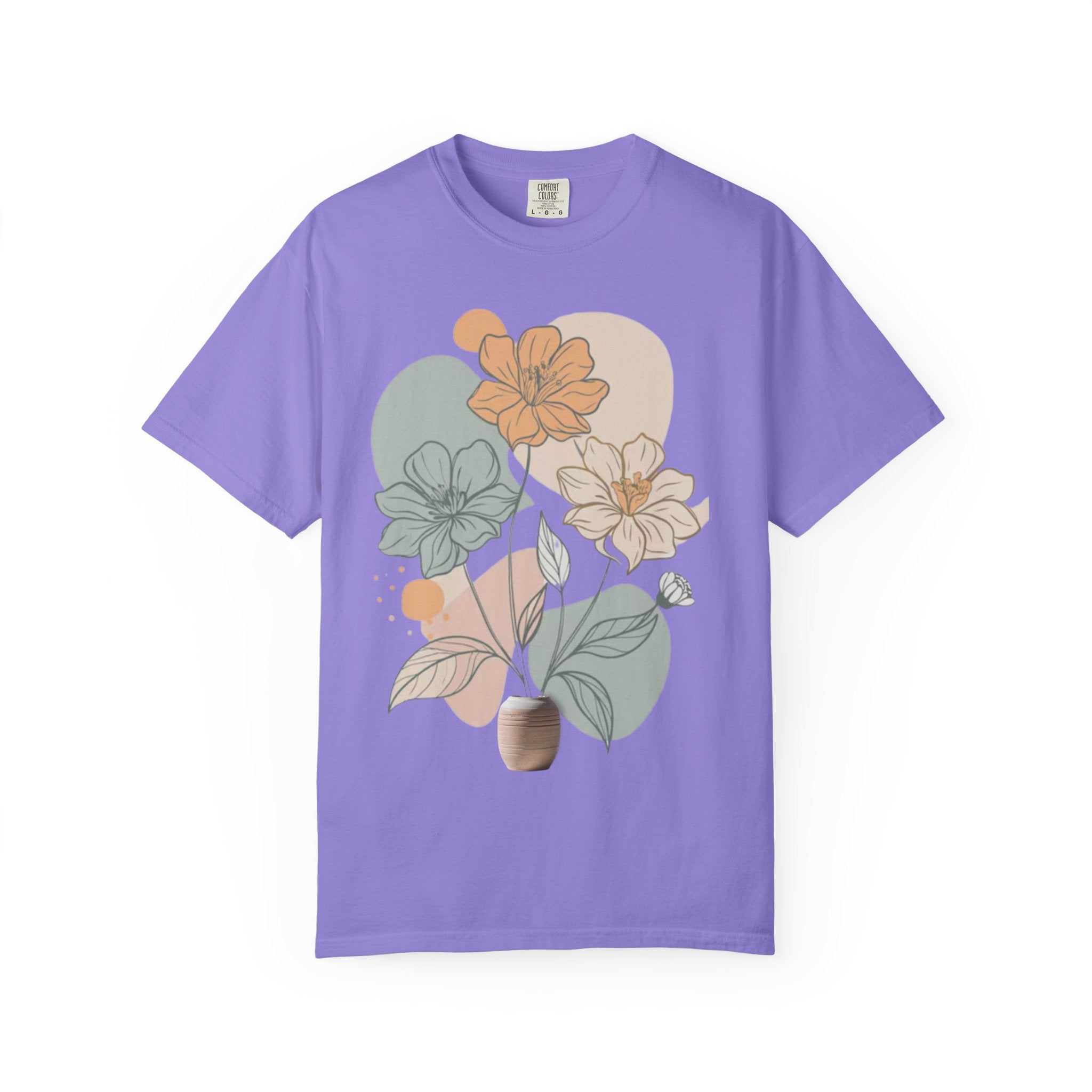 T shirt floral minimaliste boheme nature pastel