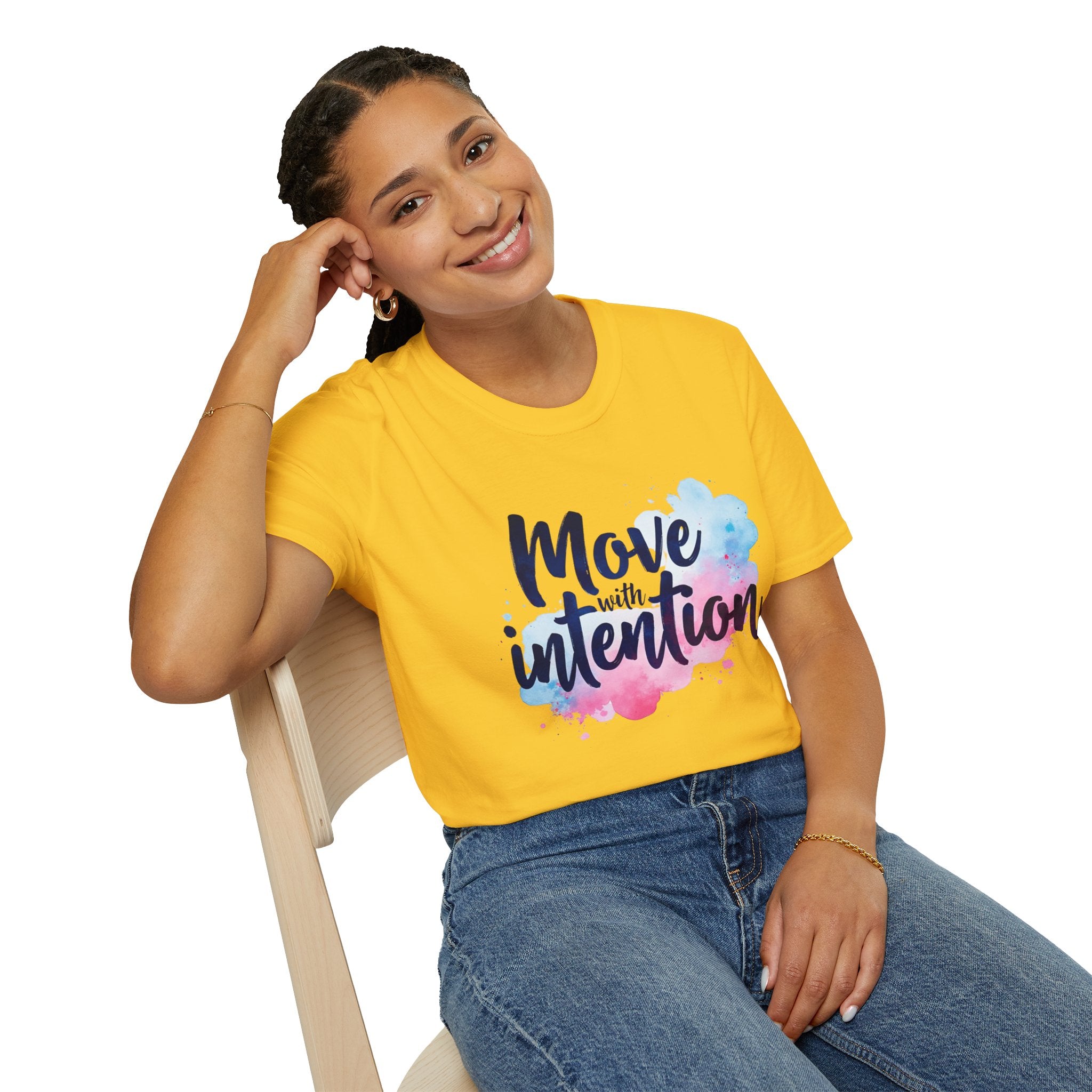 Move With Intention T-Shirt, Mindfulness Motivation Gift, Positive Affirmation Graphic Tee, Inspirational Yoga Top