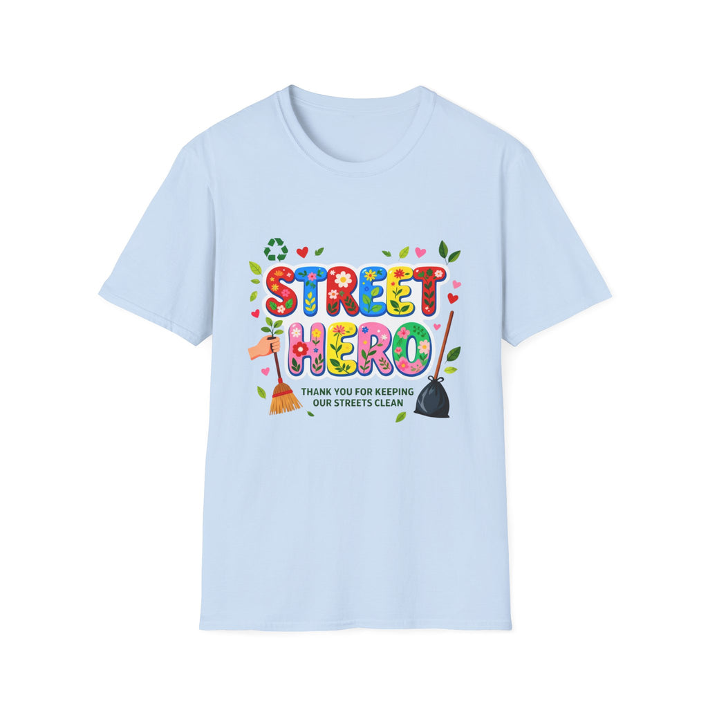 Street Hero T-Shirt – Floral Design Shirt for Sanitation Worker | Urban Cleaner Gift