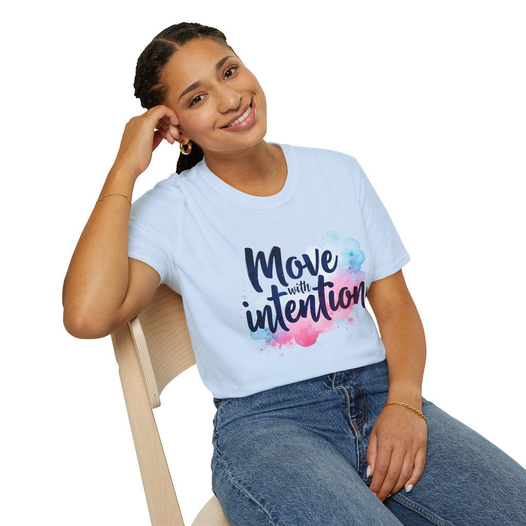Move With Intention T-Shirt, Mindfulness Motivation Gift, Positive Affirmation Graphic Tee, Inspirational Yoga Top