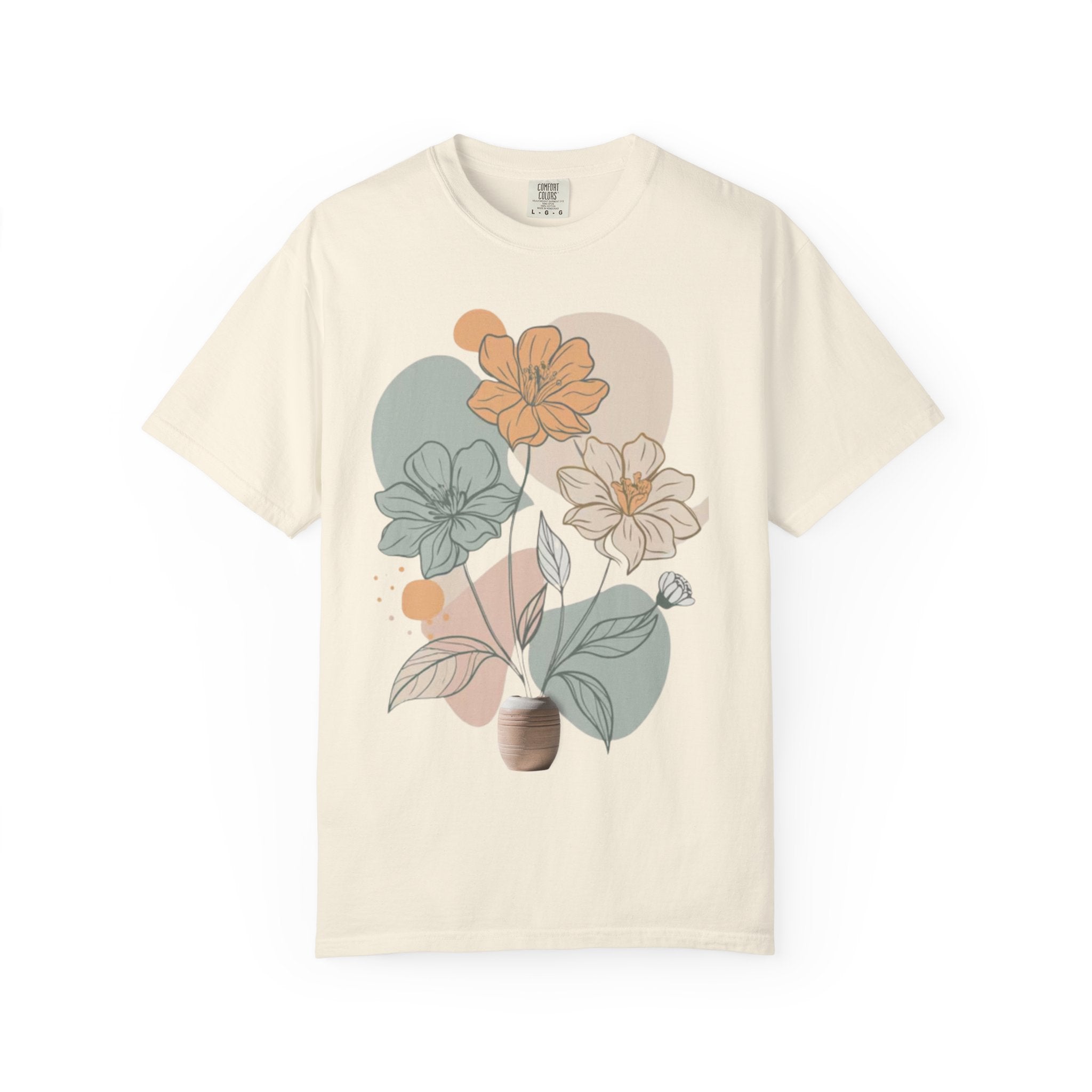 T shirt floral minimaliste boheme nature pastel