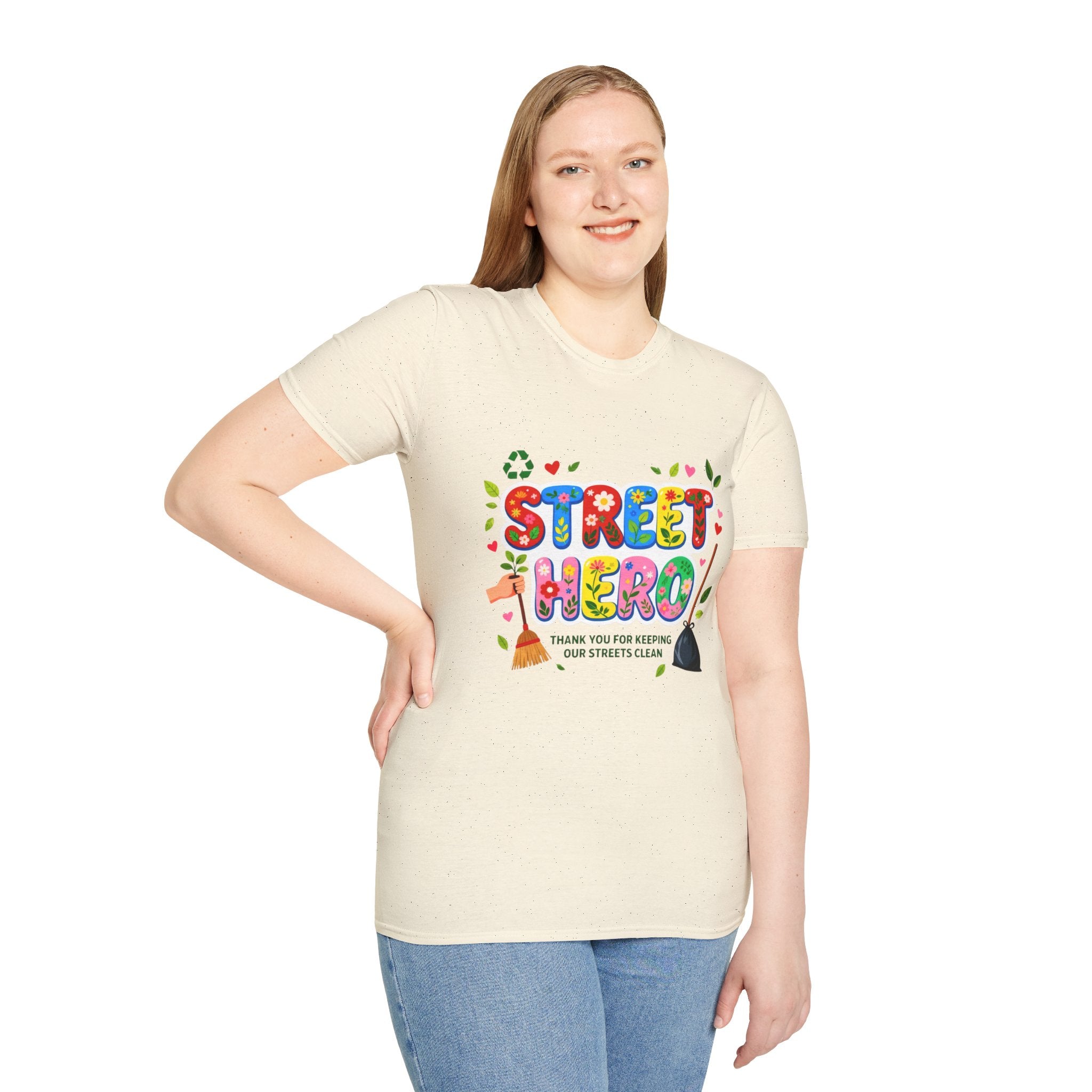 Street Hero T-Shirt – Floral Design Shirt for Sanitation Worker | Urban Cleaner Gift