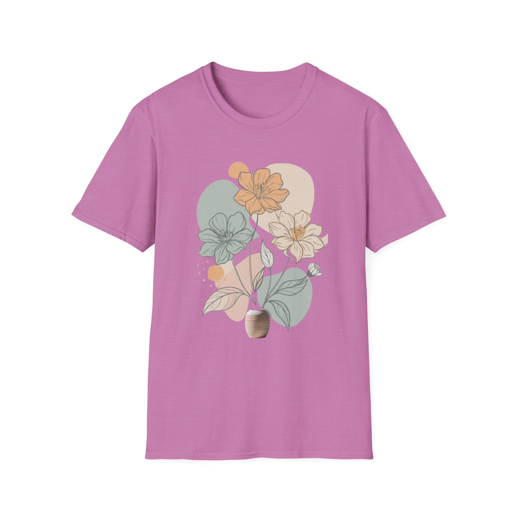 Minimalist Floral Line Art T-Shirt, Aesthetic Botanical Flower Gift, Retro Nature Lover Graphic Tee