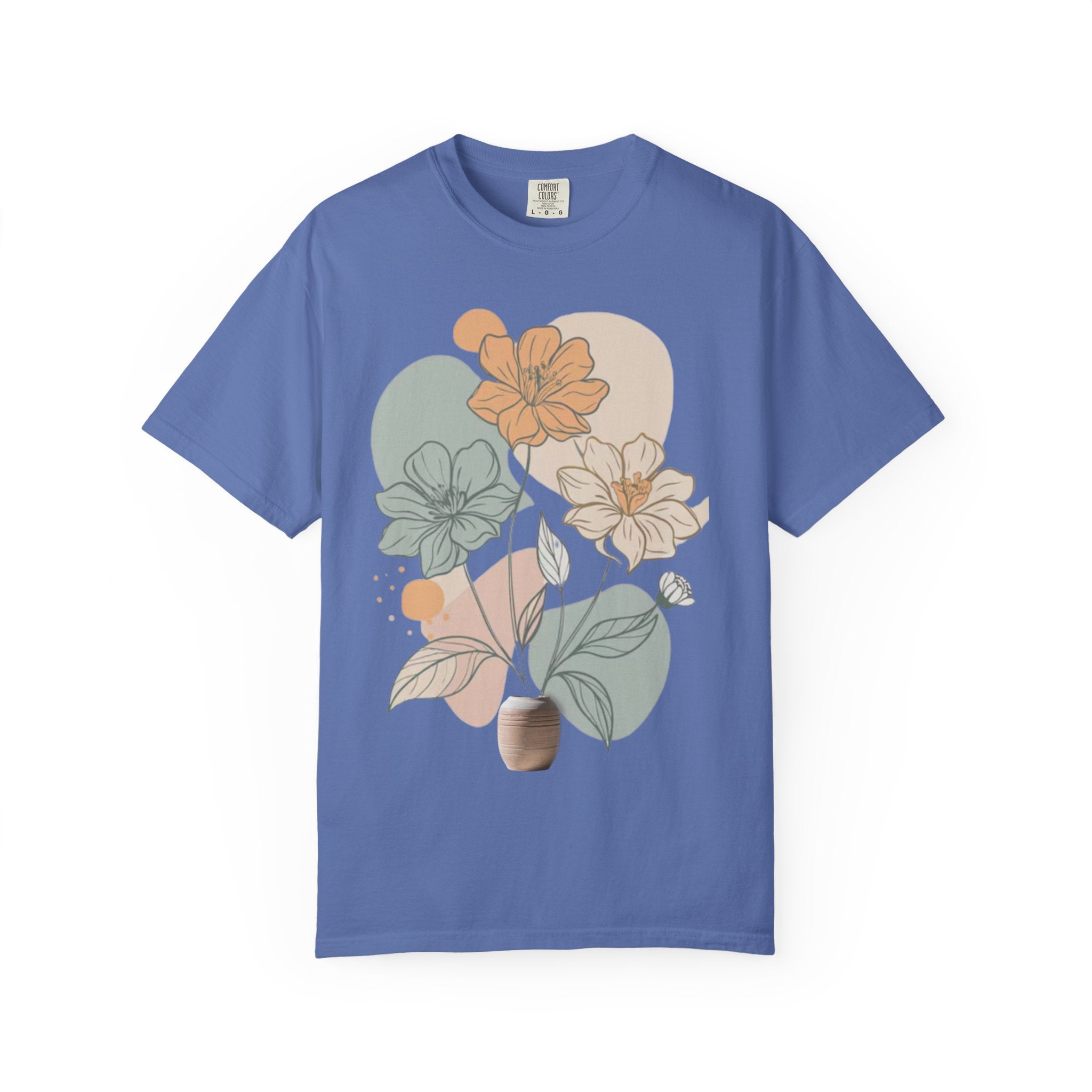 T shirt floral minimaliste boheme nature pastel