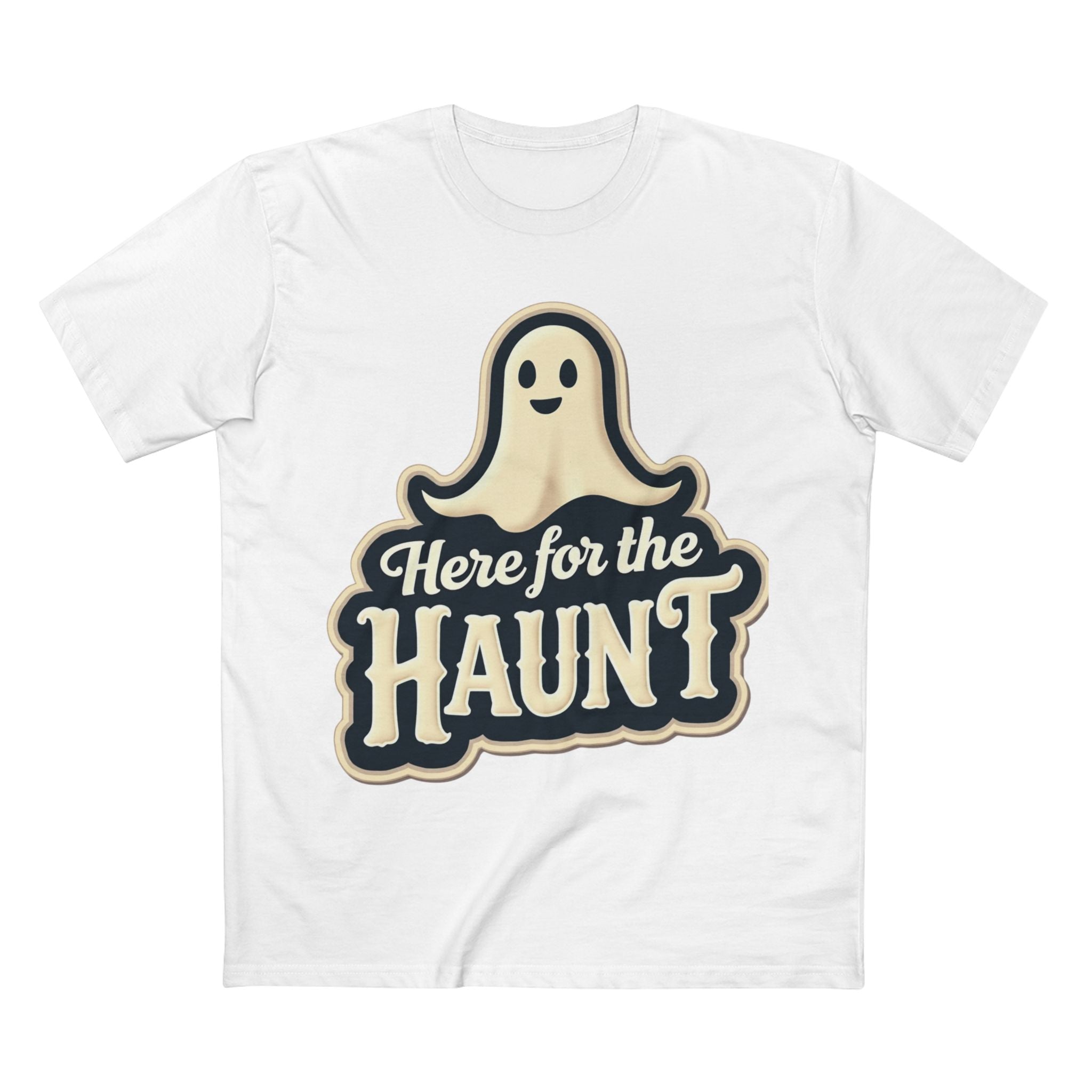 Halloween Party Tee, Cute Ghost Here for the Haunt Gift, Trendy Spooky Vibes T-Shirt