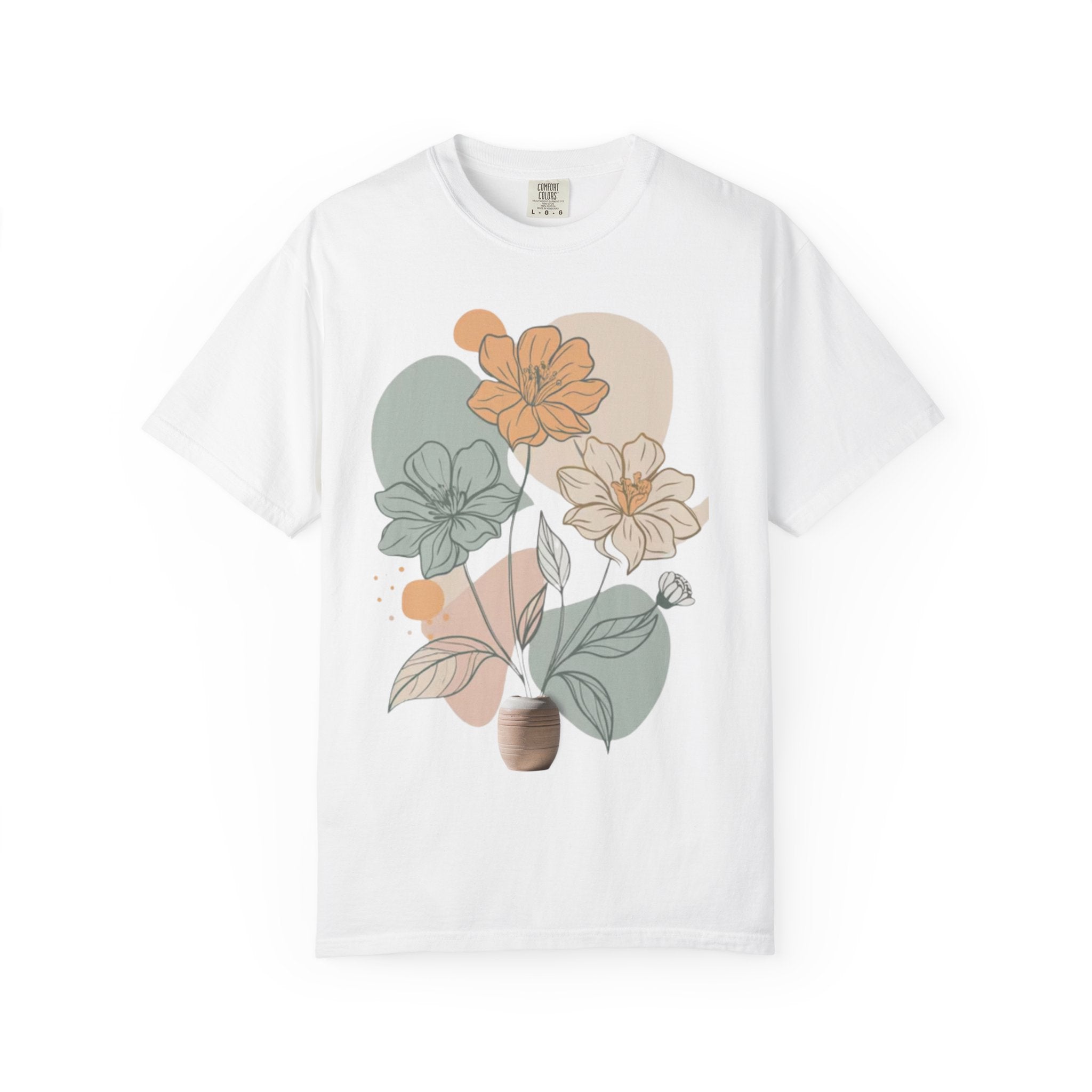 T shirt floral minimaliste boheme nature pastel