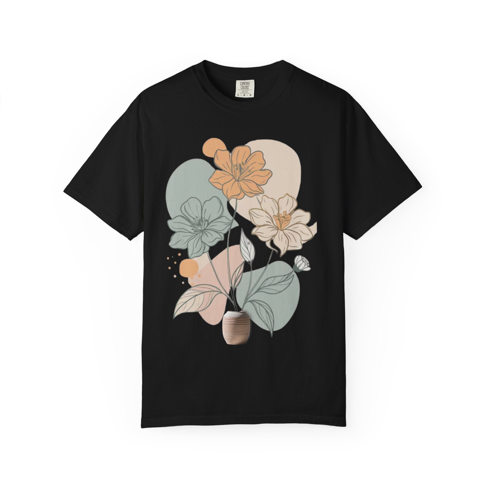 T shirt floral minimaliste boheme nature pastel