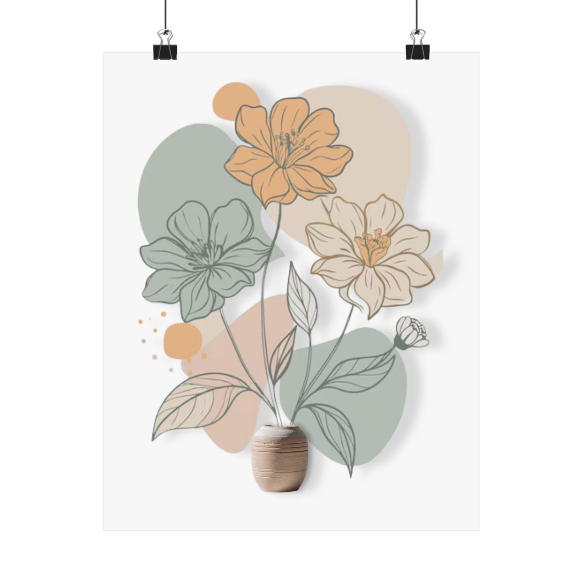 Poster floral minimaliste boheme nature pastel    Minimalist floral poster boho nature pastel