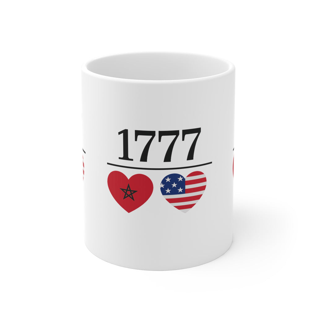 1777 Morocco x USA Flag Hearts Mug — 250th Anniversary (1776–2026) | Double-Sided Print