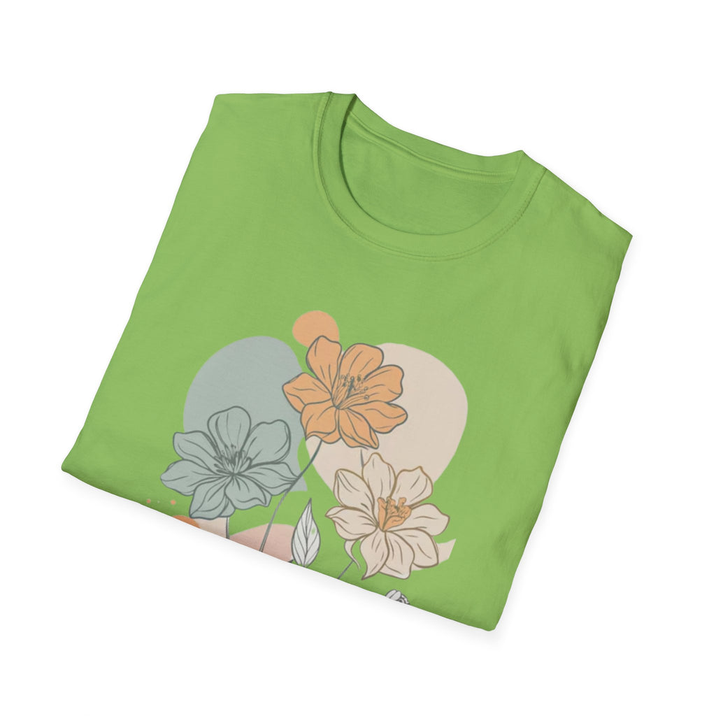 Minimalist Floral Line Art T-Shirt, Aesthetic Botanical Flower Gift, Retro Nature Lover Graphic Tee