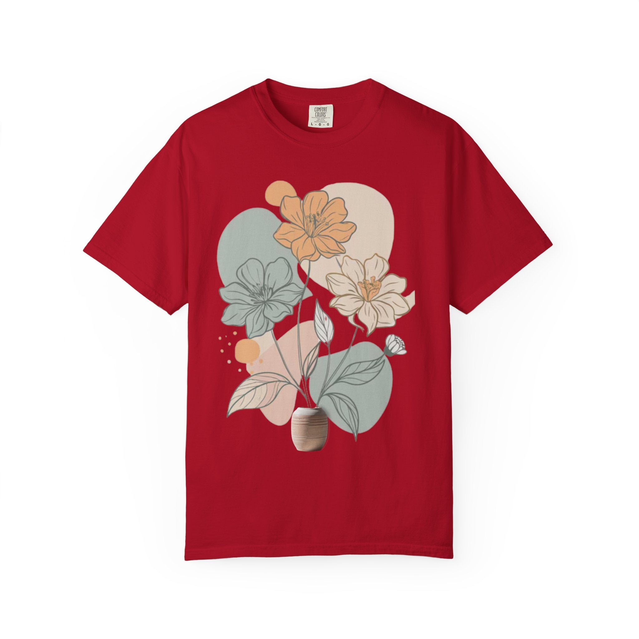 T shirt floral minimaliste boheme nature pastel