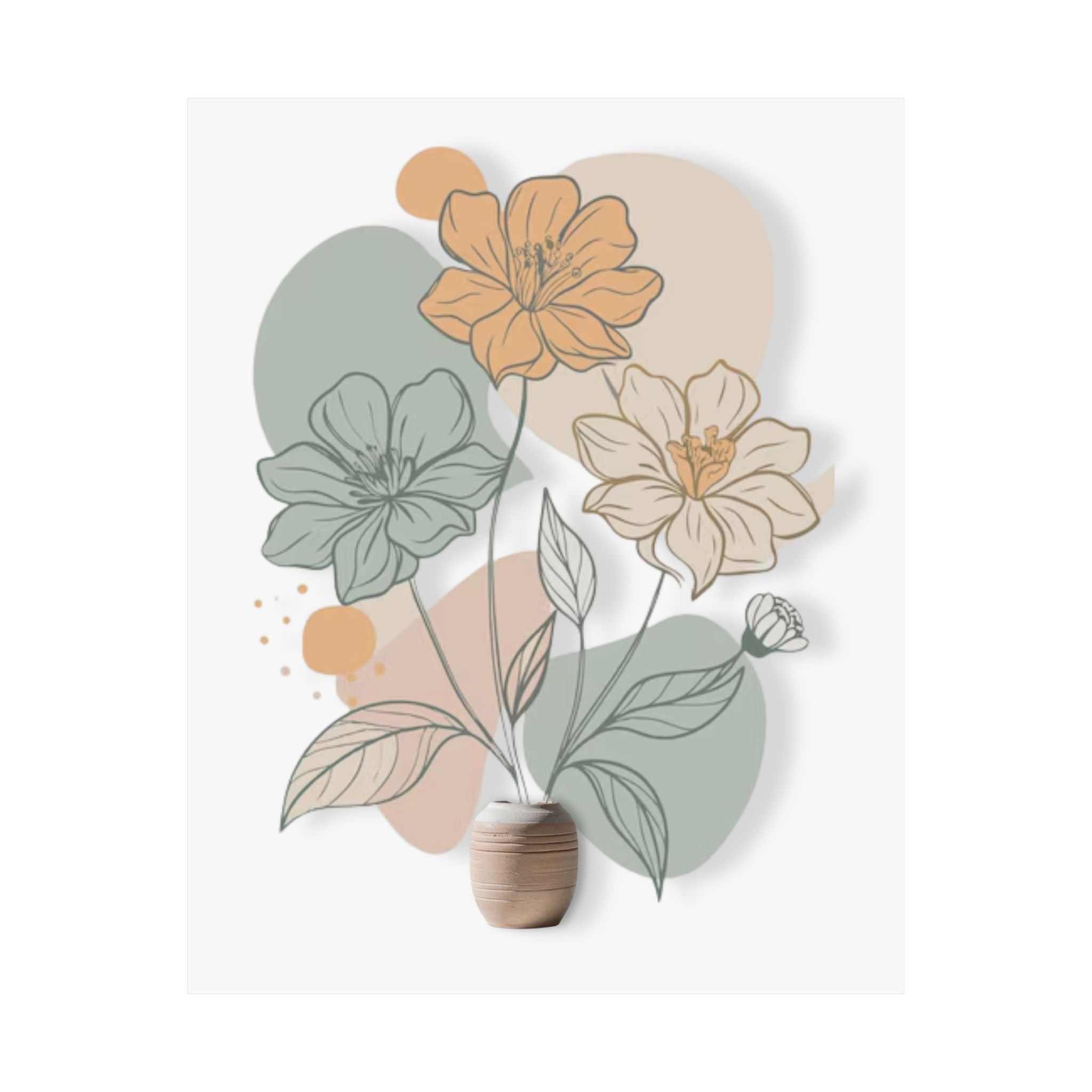 Poster floral minimaliste boheme nature pastel    Minimalist floral poster boho nature pastel