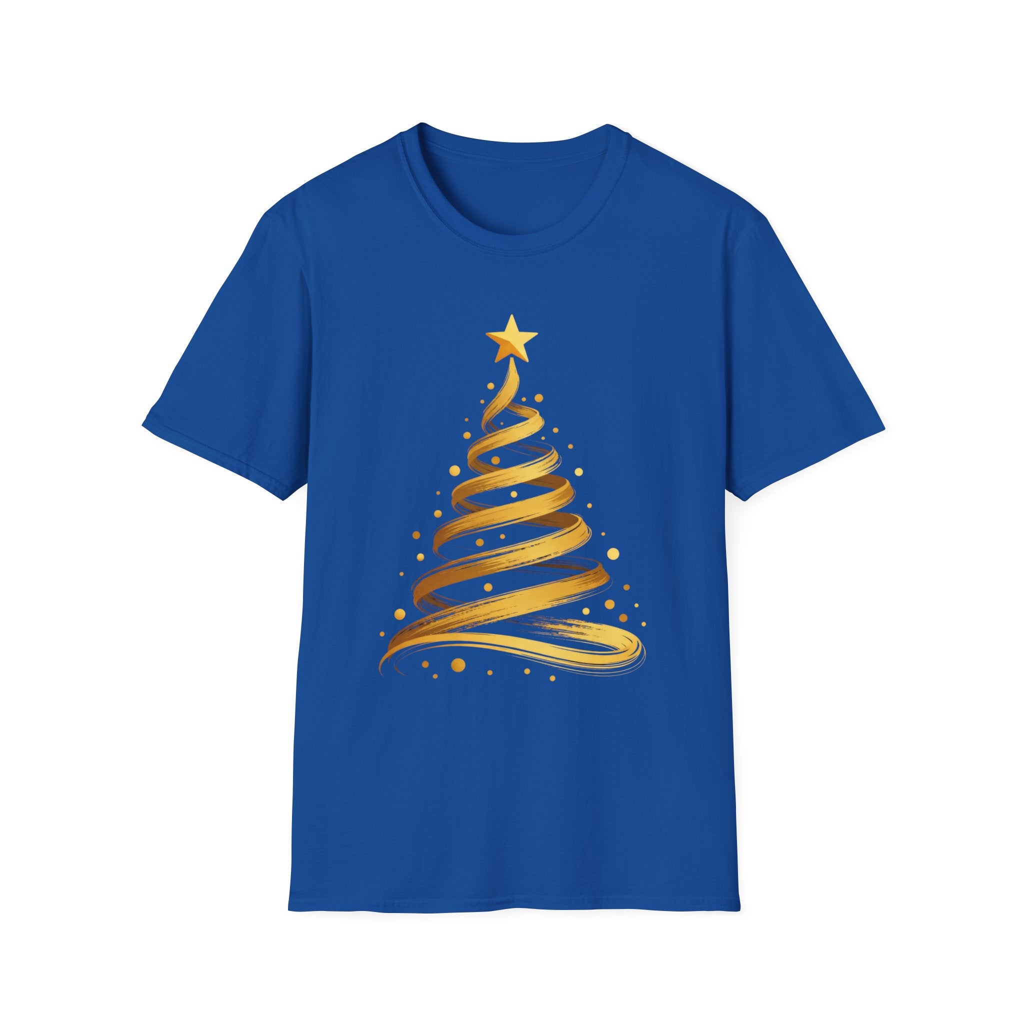 Golden Abstract Christmas Tree T-Shirt, Elegant Holiday Season Gift, Minimalist Festive Art Graphic Tee