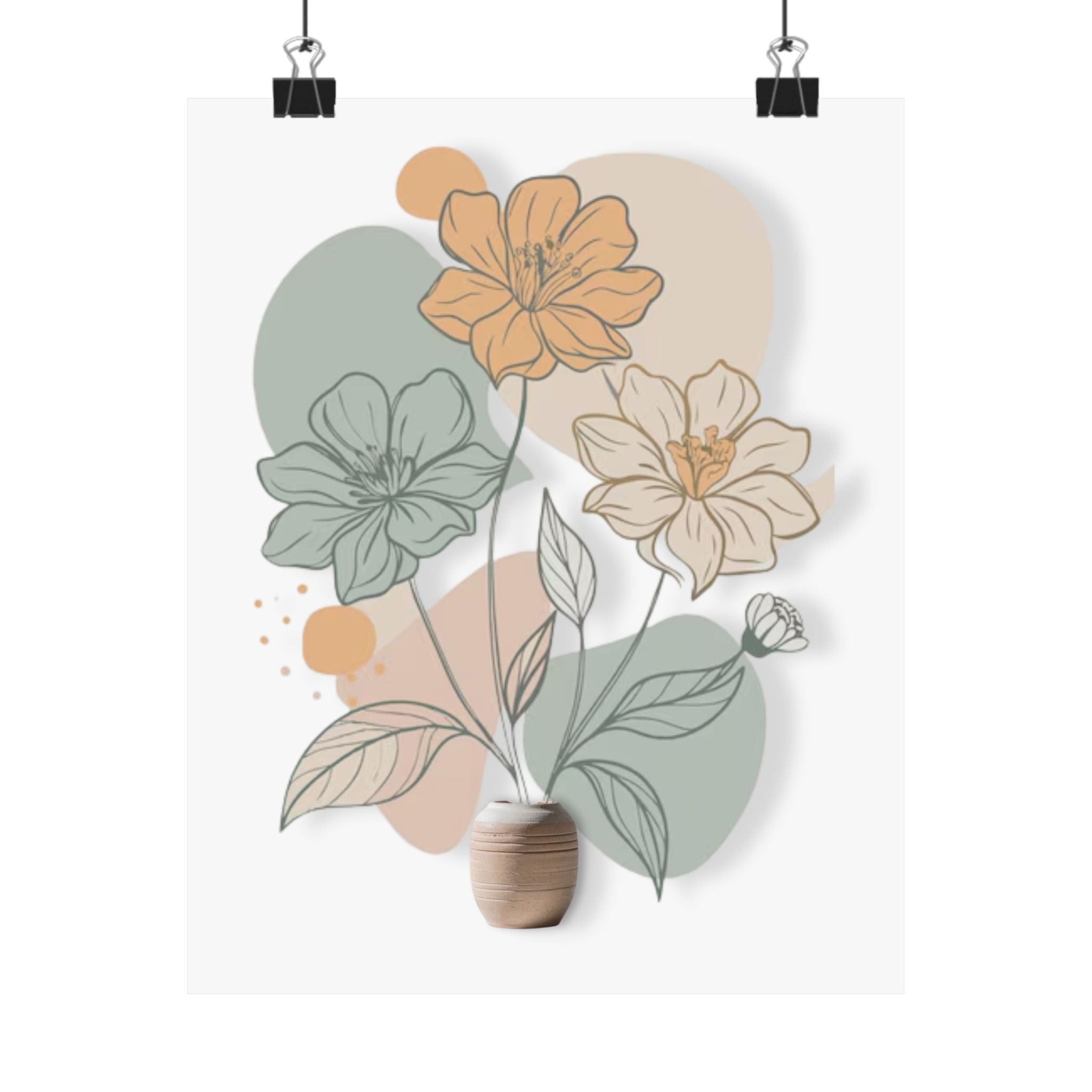 Poster floral minimaliste boheme nature pastel    Minimalist floral poster boho nature pastel