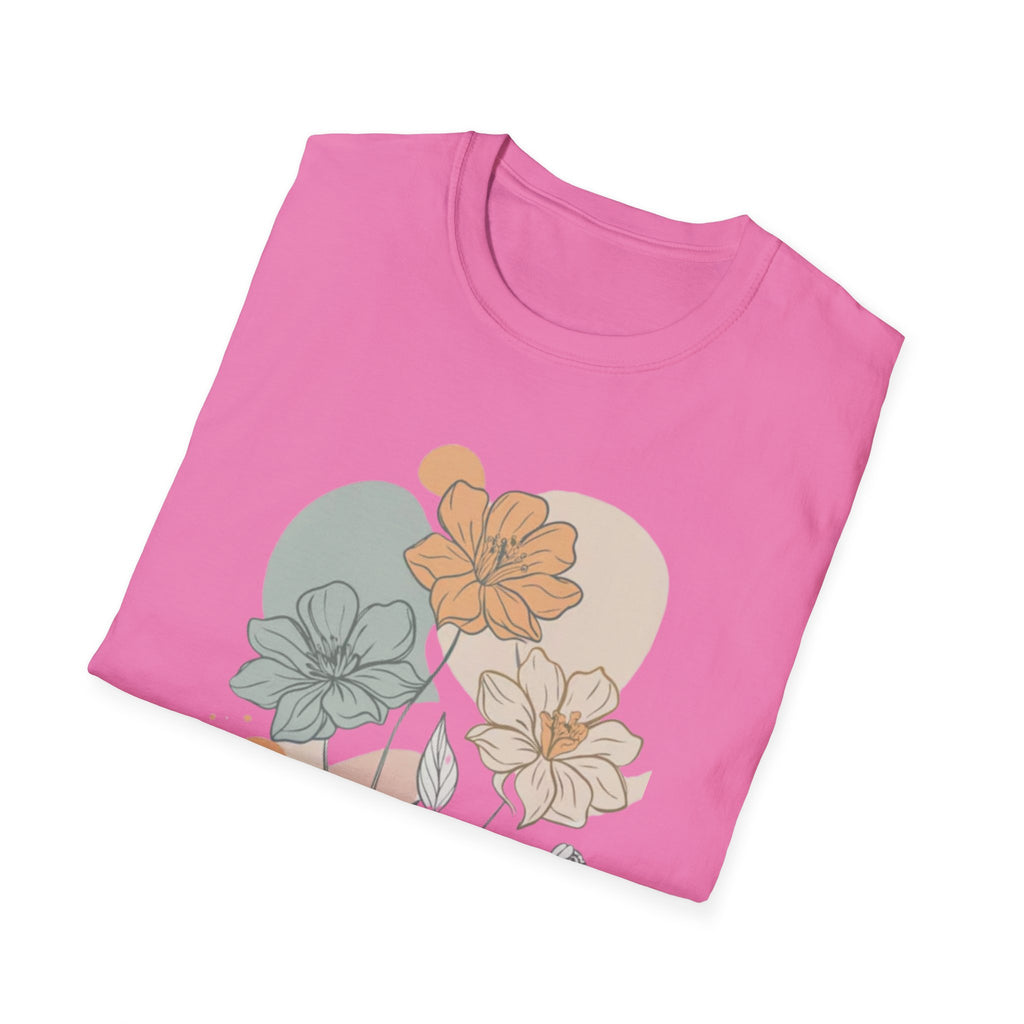 Minimalist Floral Line Art T-Shirt, Aesthetic Botanical Flower Gift, Retro Nature Lover Graphic Tee