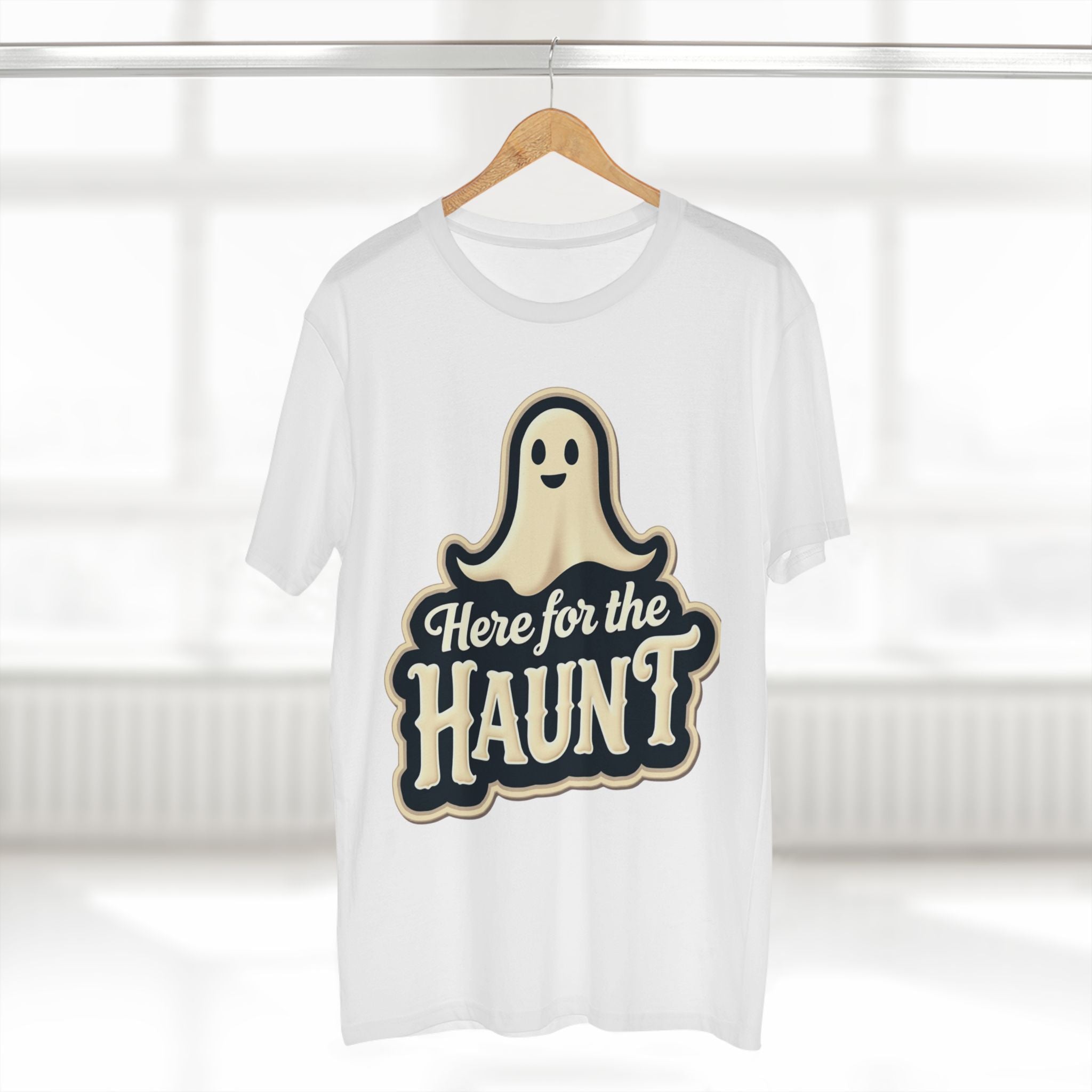 Halloween Party Tee, Cute Ghost Here for the Haunt Gift, Trendy Spooky Vibes T-Shirt
