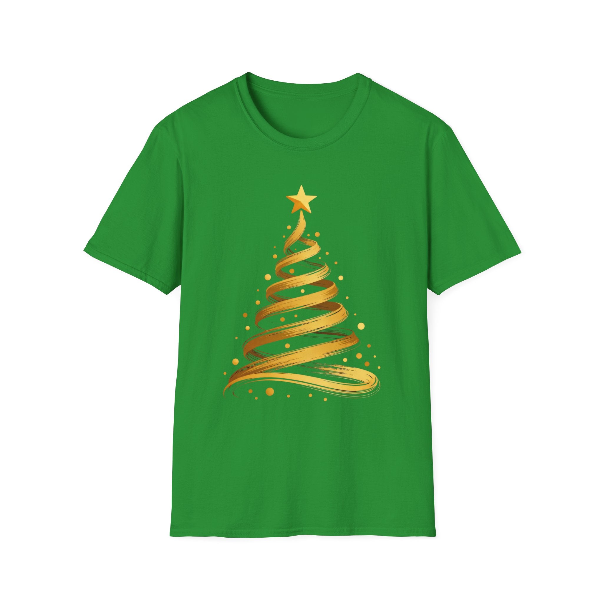 Golden Abstract Christmas Tree T-Shirt, Elegant Holiday Season Gift, Minimalist Festive Art Graphic Tee