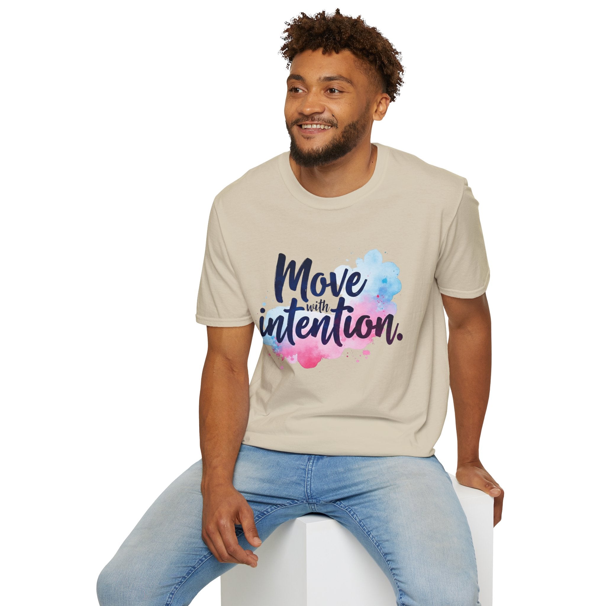 Move With Intention T-Shirt, Mindfulness Motivation Gift, Positive Affirmation Graphic Tee, Inspirational Yoga Top