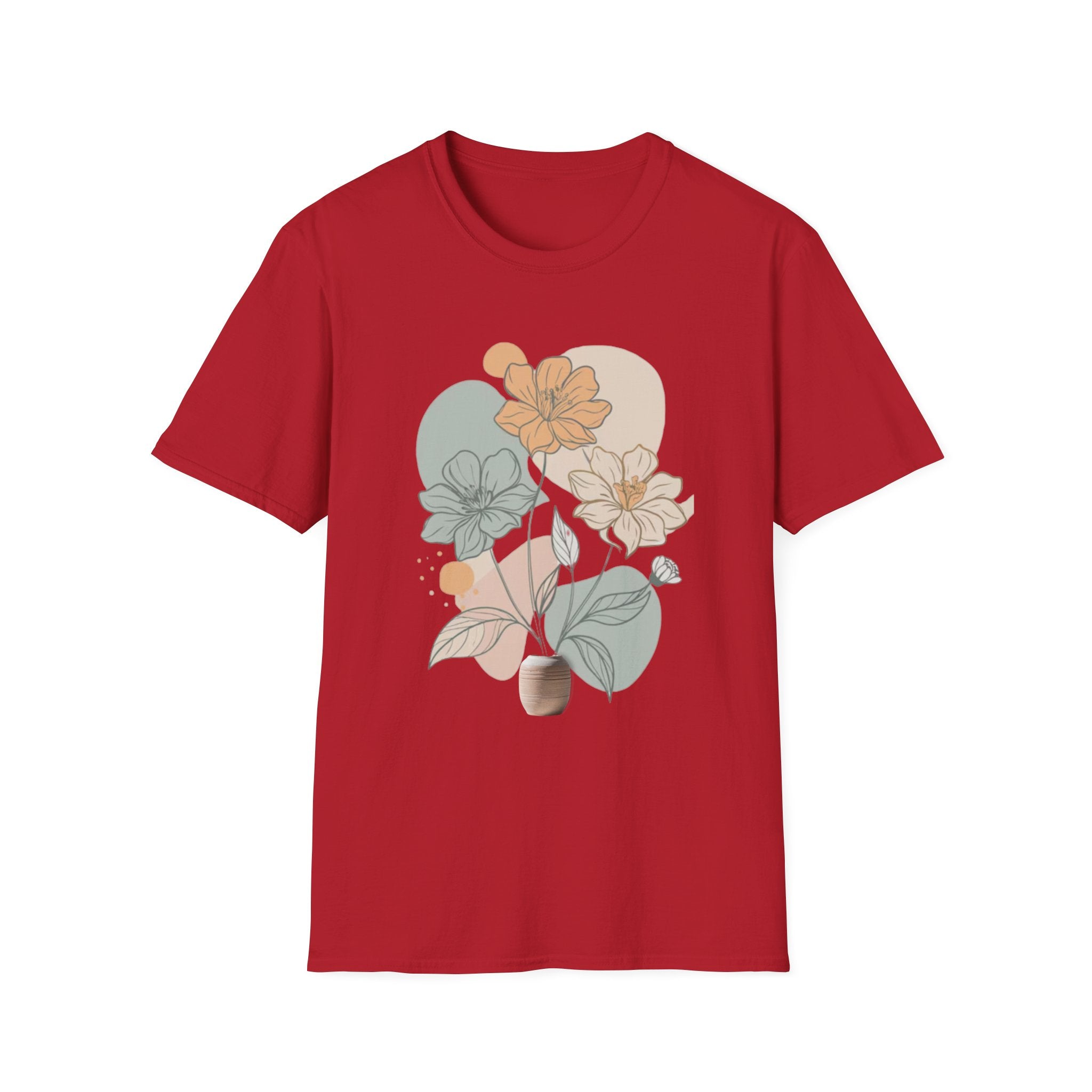 Minimalist Floral Line Art T-Shirt, Aesthetic Botanical Flower Gift, Retro Nature Lover Graphic Tee