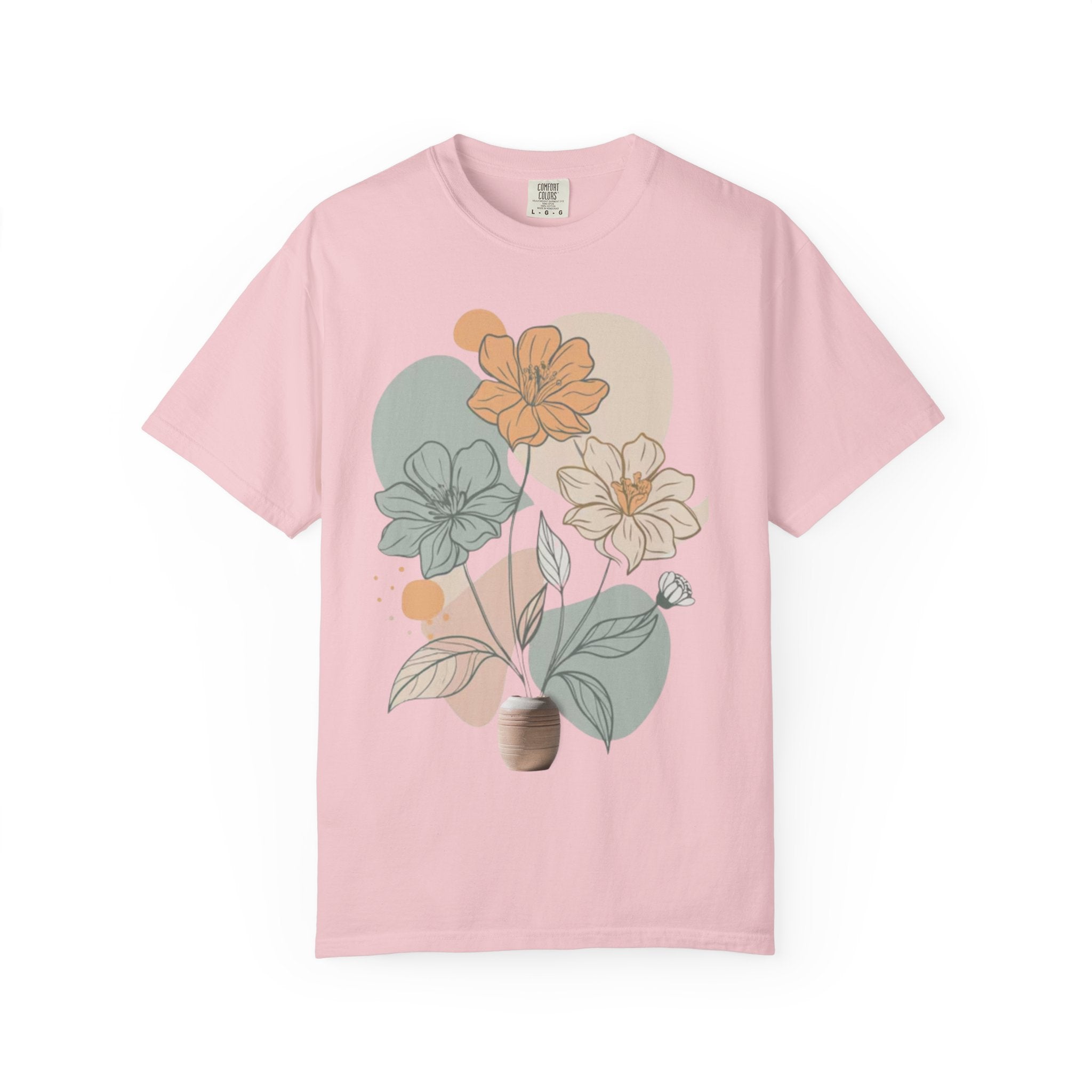 T shirt floral minimaliste boheme nature pastel