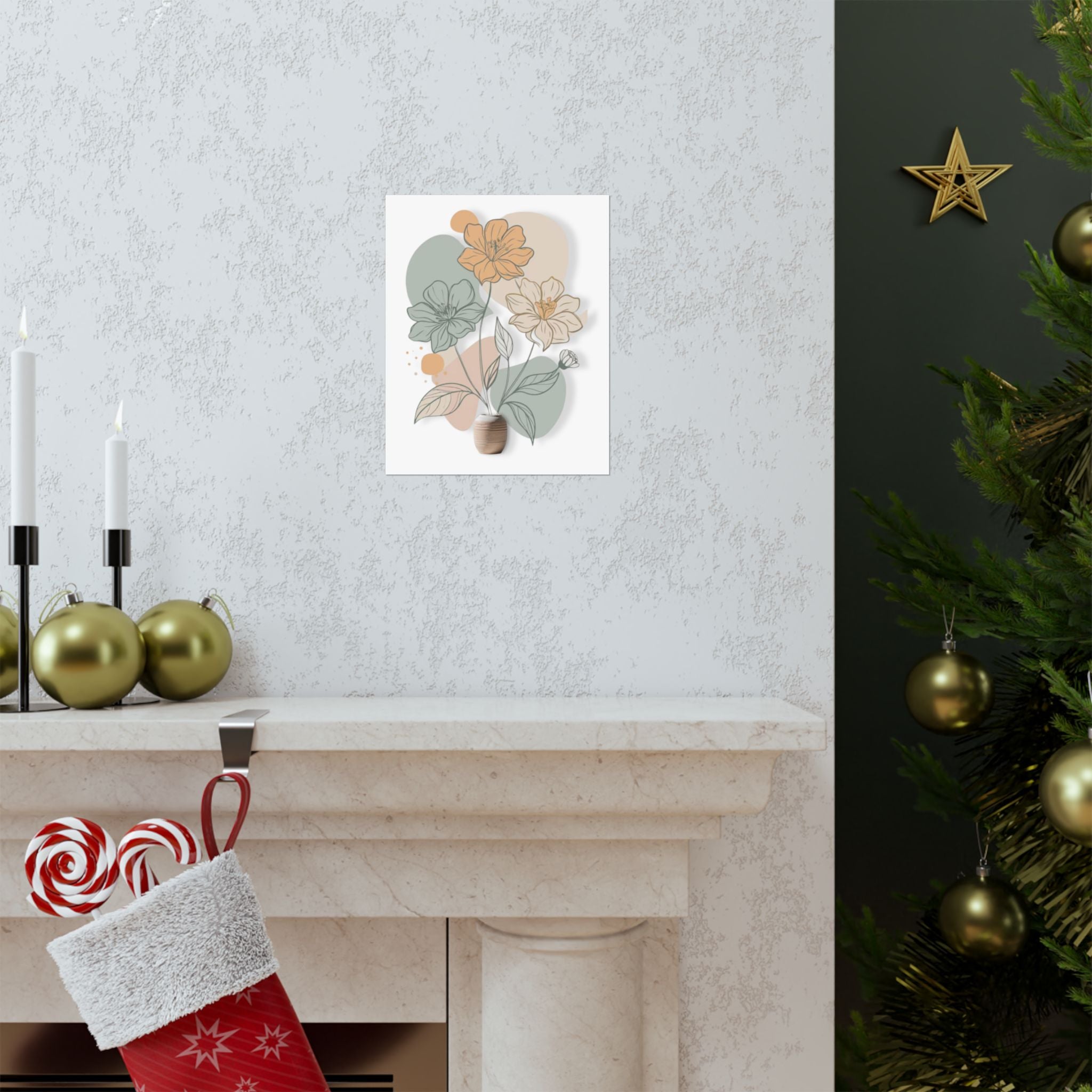 Poster floral minimaliste boheme nature pastel    Minimalist floral poster boho nature pastel