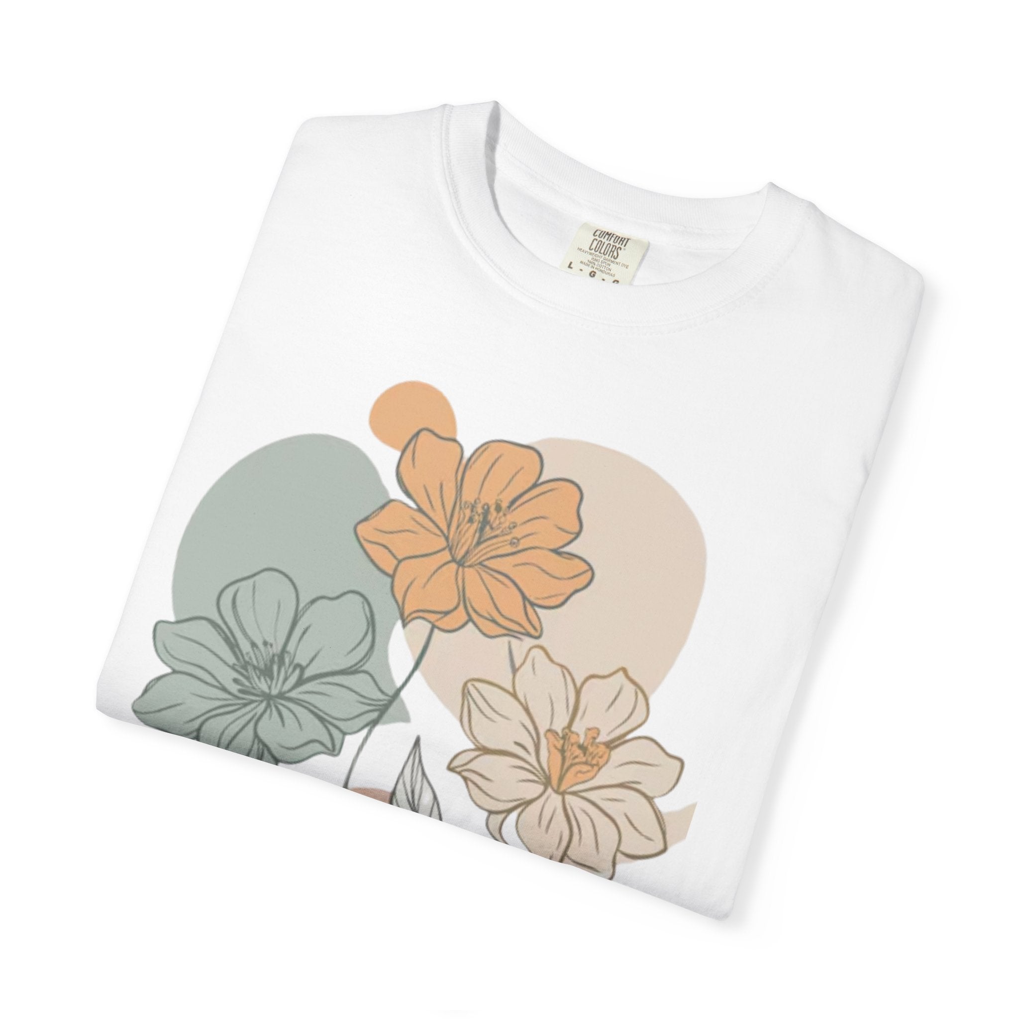 T shirt floral minimaliste boheme nature pastel