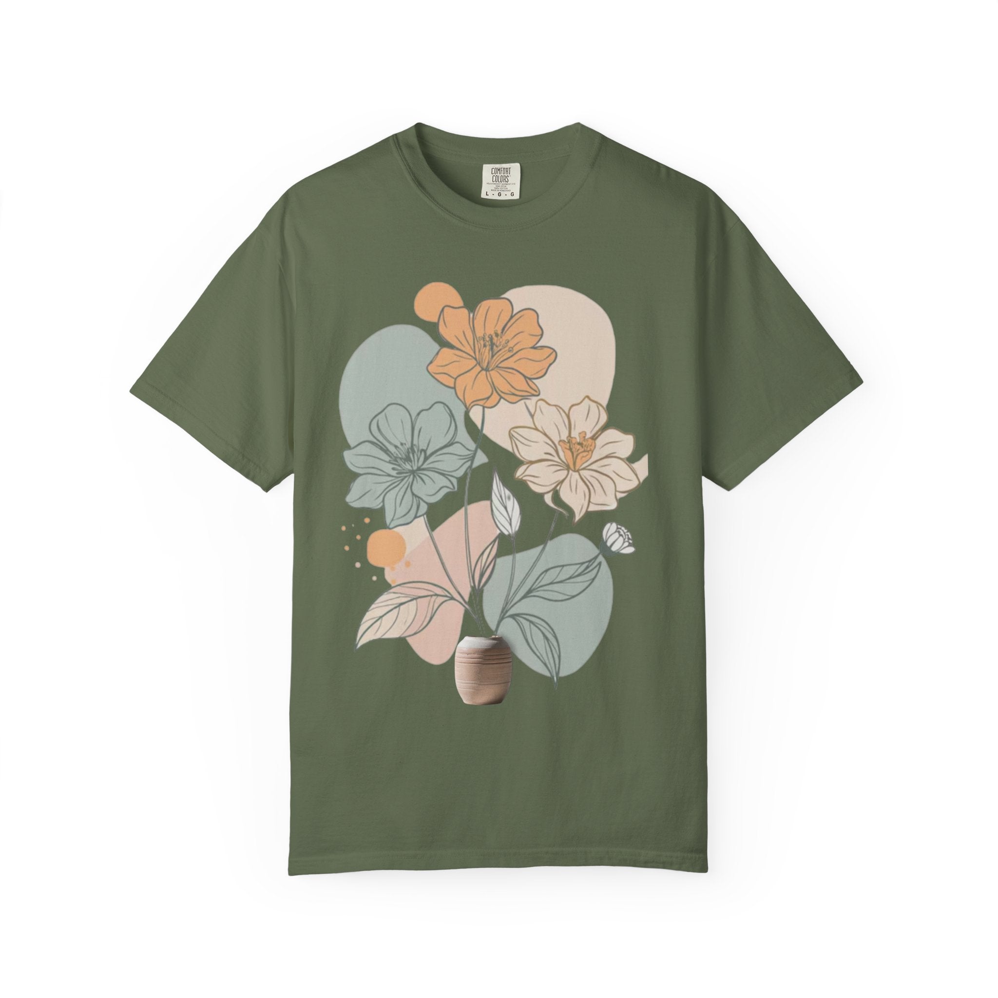 T shirt floral minimaliste boheme nature pastel