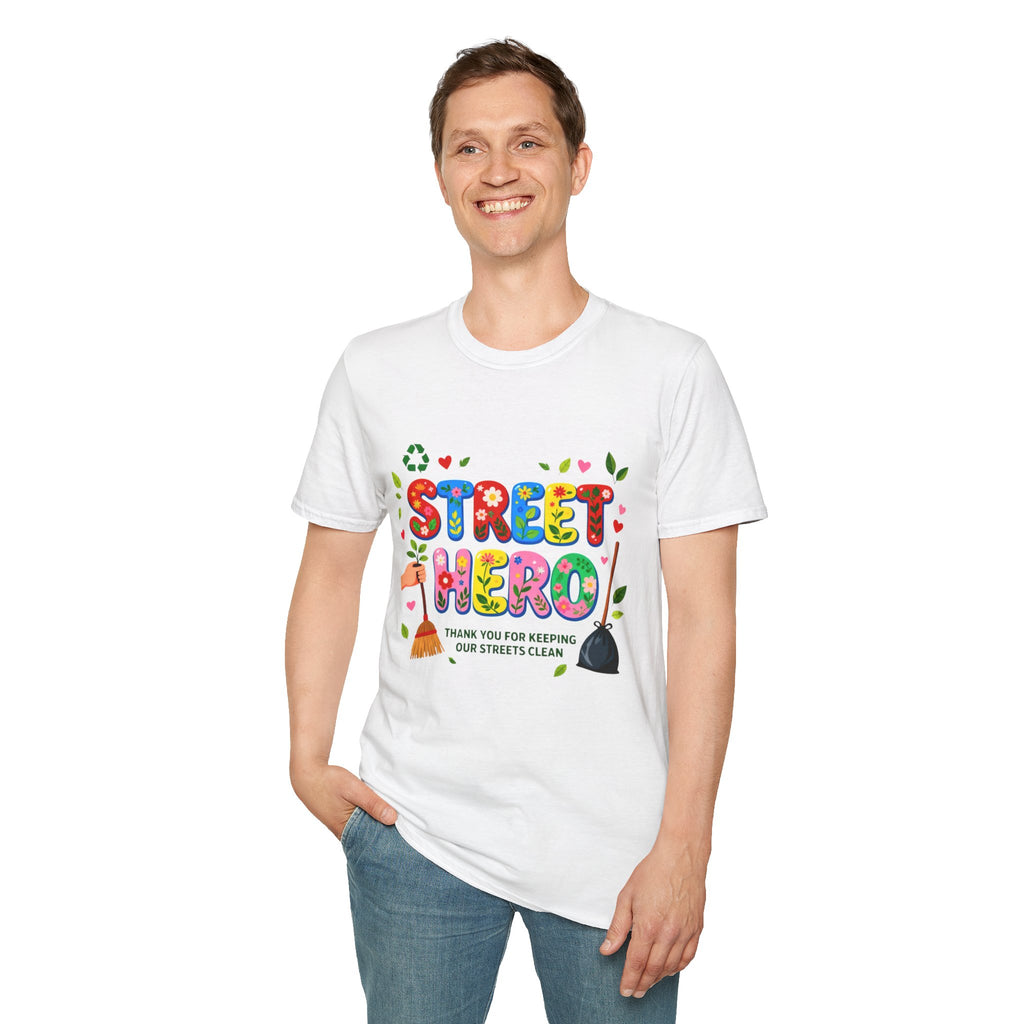 Street Hero T-Shirt – Floral Design Shirt for Sanitation Worker | Urban Cleaner Gift