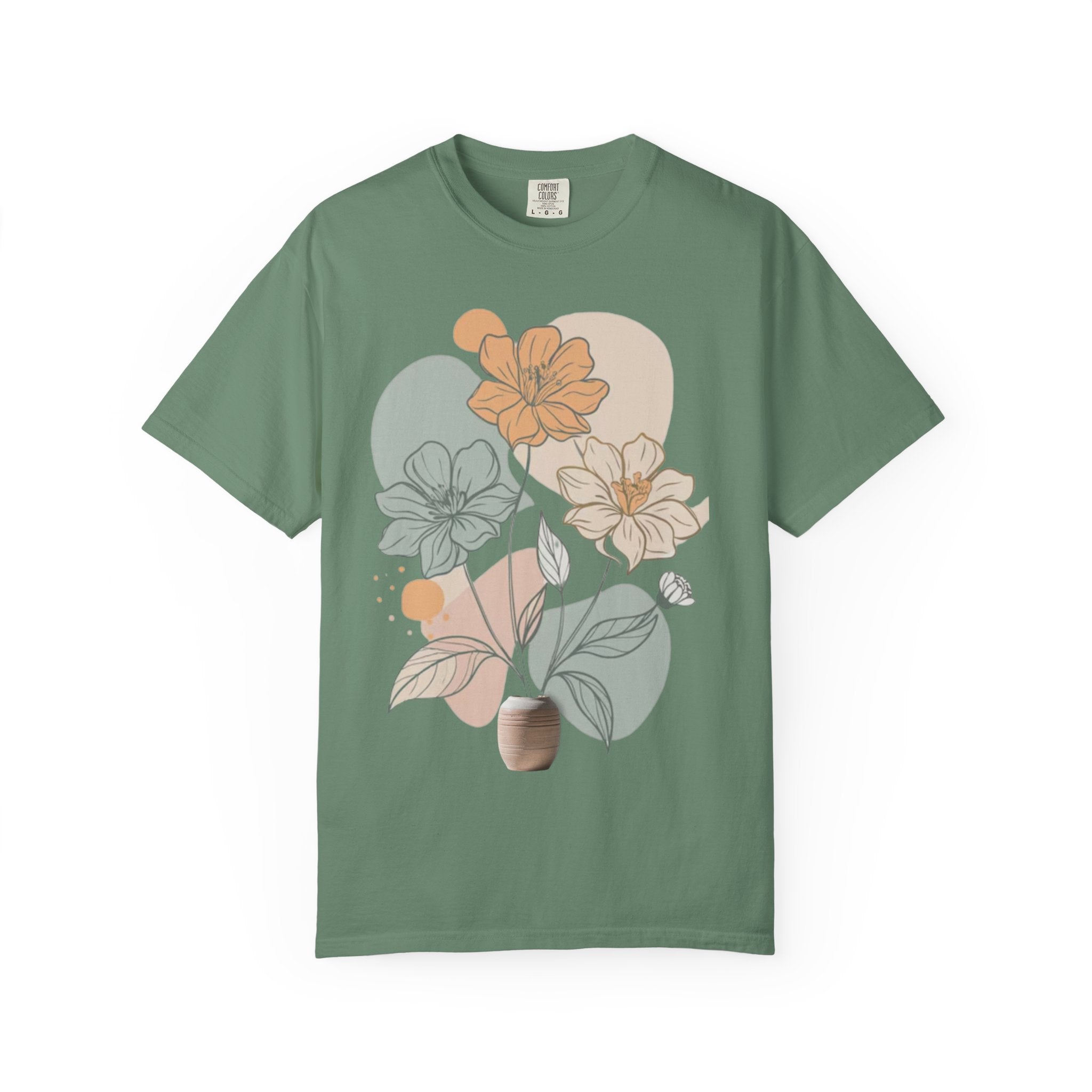 T shirt floral minimaliste boheme nature pastel