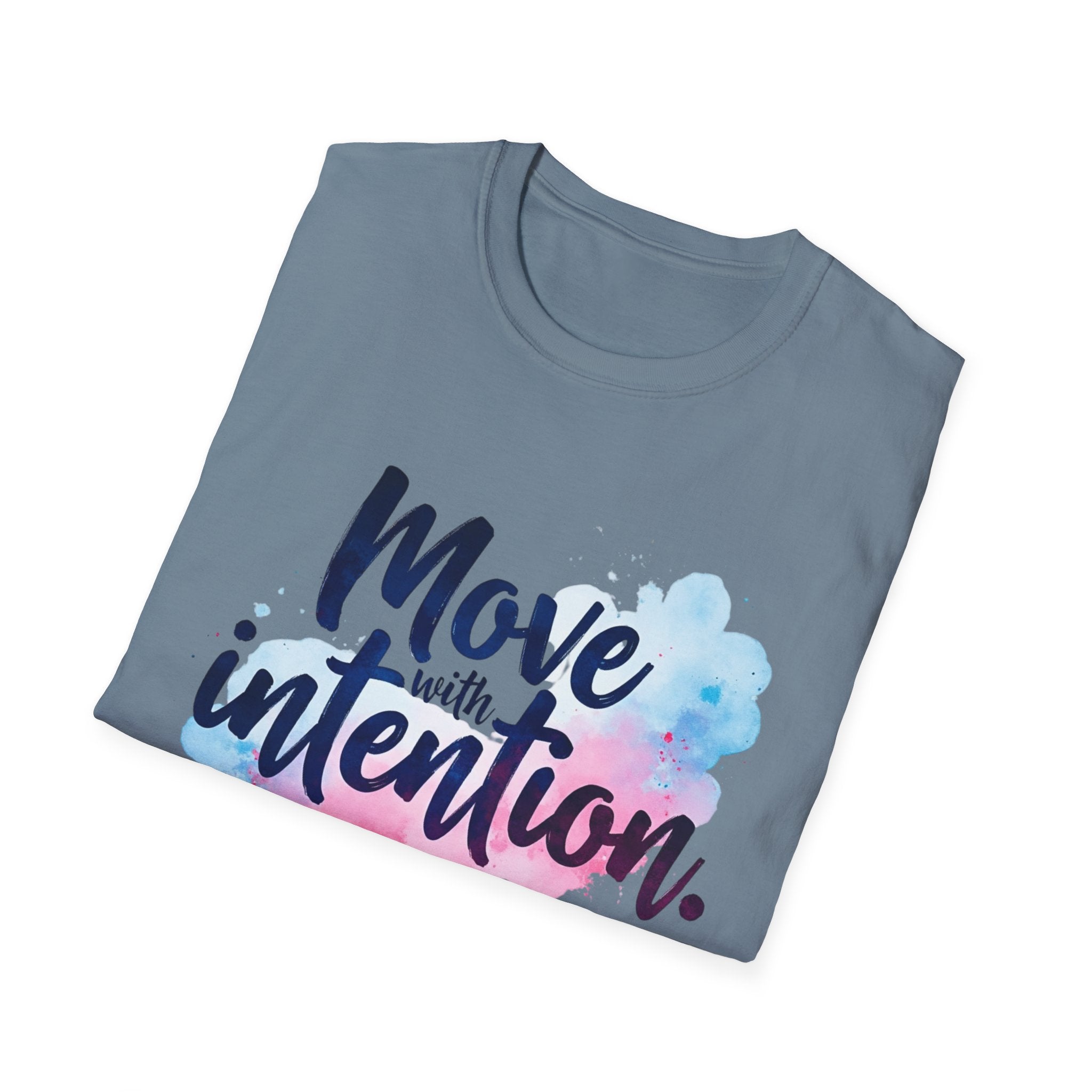 Move With Intention T-Shirt, Mindfulness Motivation Gift, Positive Affirmation Graphic Tee, Inspirational Yoga Top