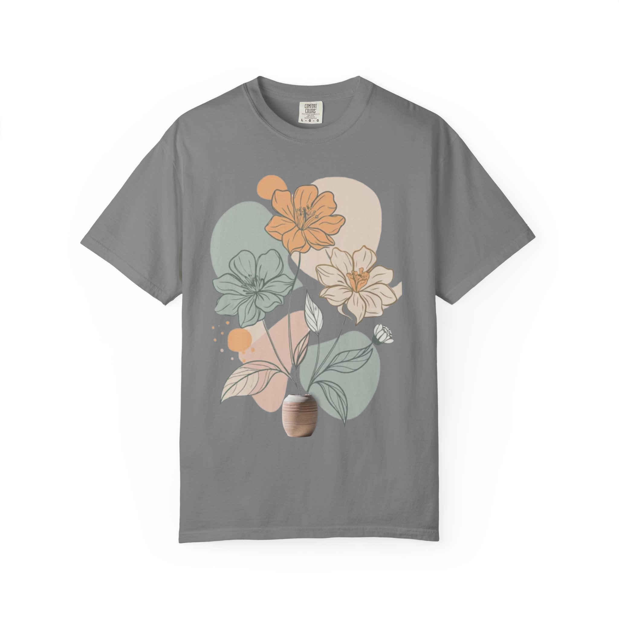 T shirt floral minimaliste boheme nature pastel