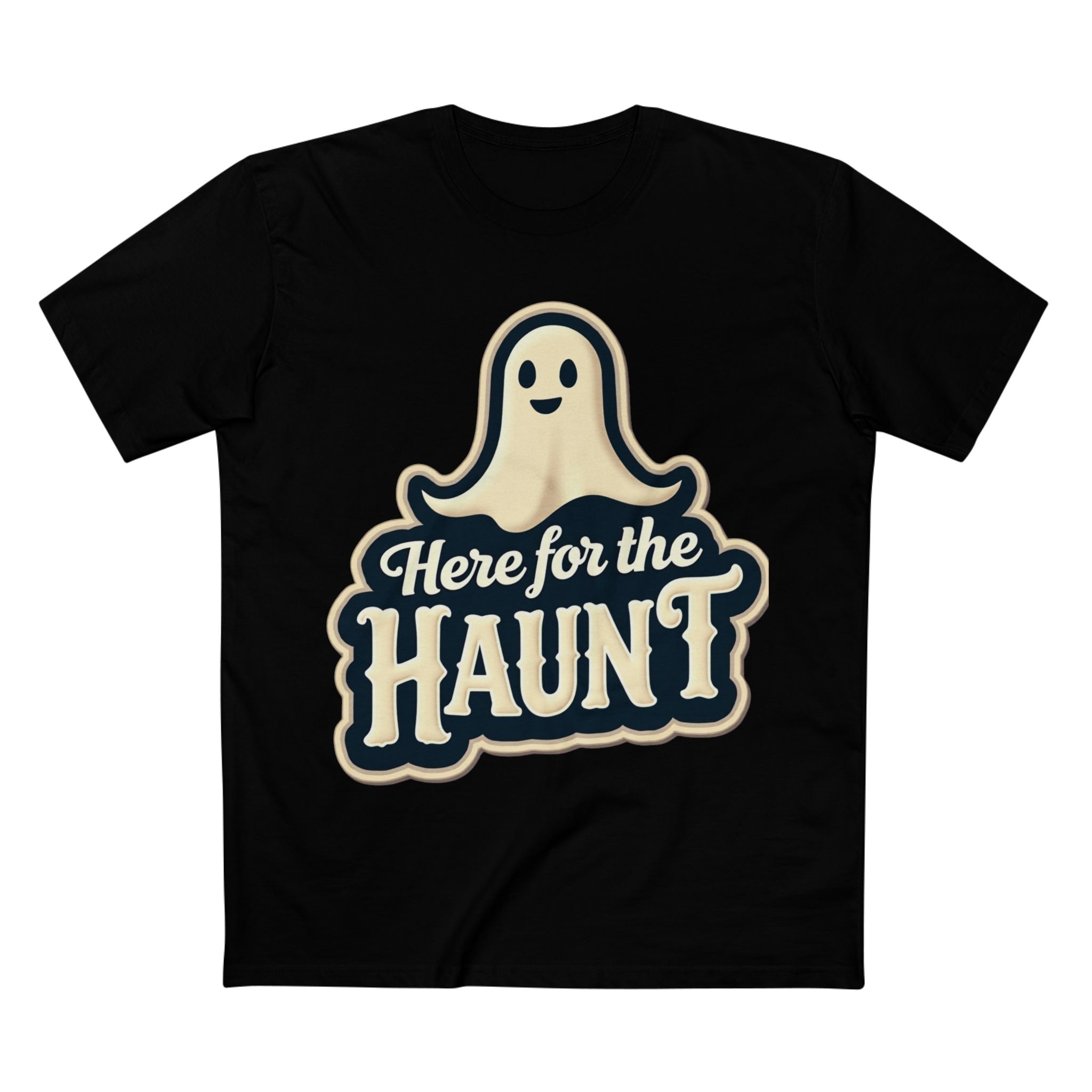 Halloween Party Tee, Cute Ghost Here for the Haunt Gift, Trendy Spooky Vibes T-Shirt